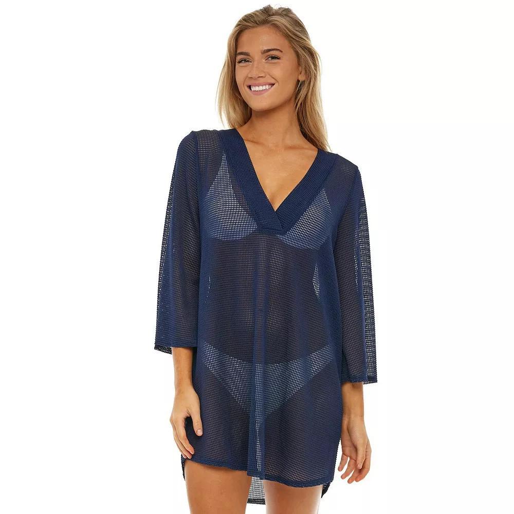 Women's Jordan Taylor Bell-Sleeve Swim Cover-Up Tunic, Size: Medium, Blue Product Image