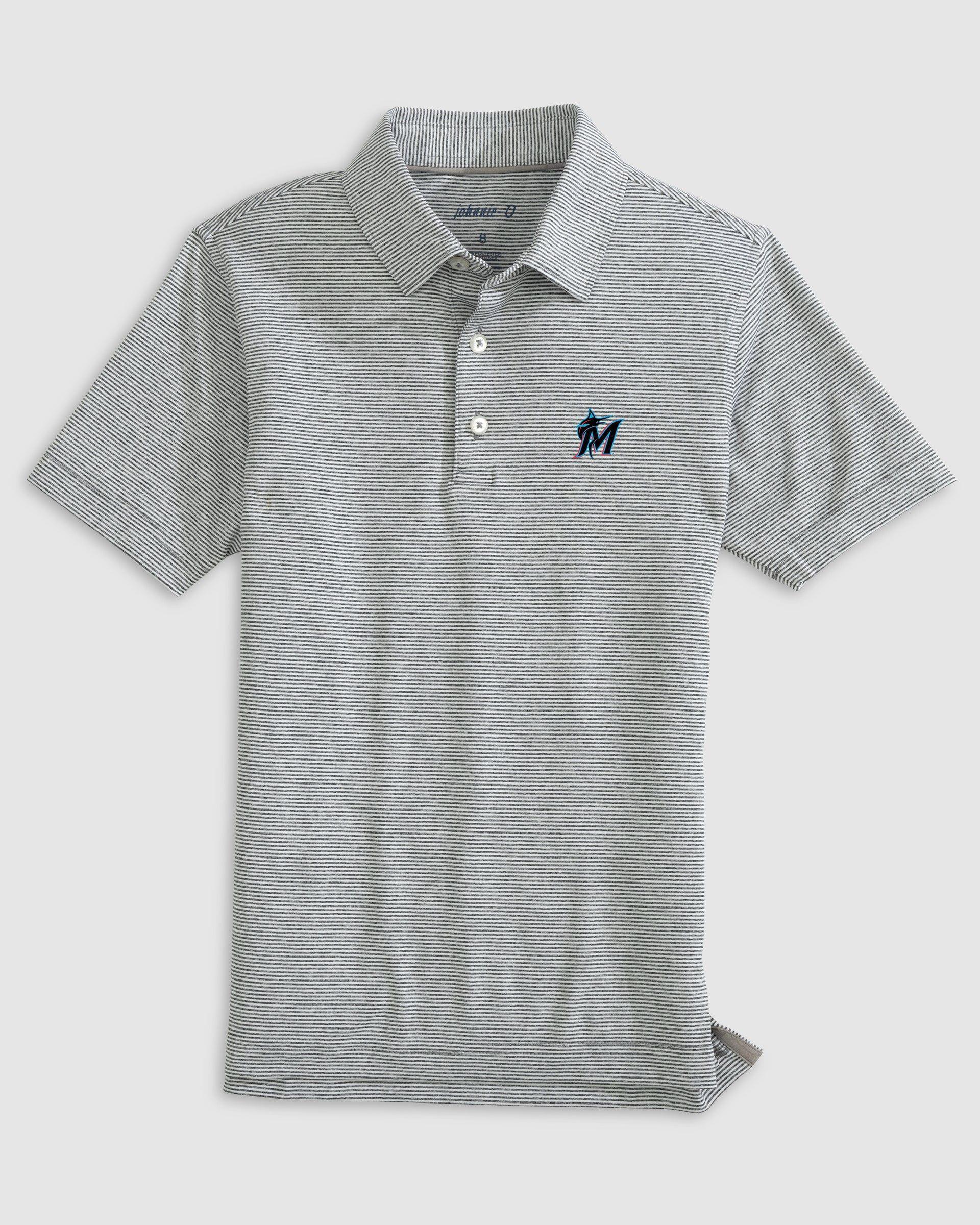 Seattle Mariners Lyndonn Striped Jersey Performance Polo Product Image