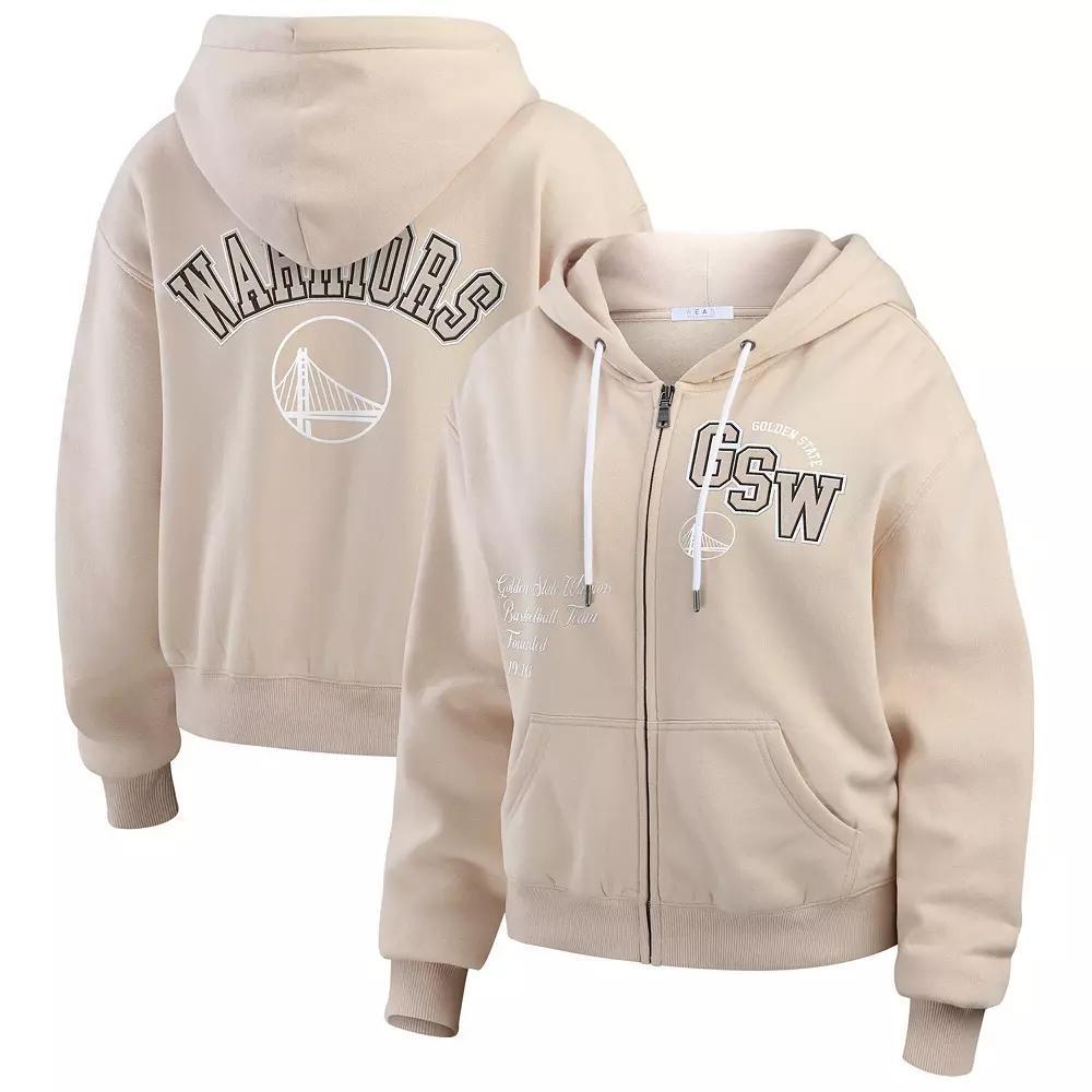 Women's WEAR by Erin Andrews Tan New Orleans Pelicans Tonal Felt Patch Full-Zip Hoodie, Size: Large, Team Product Image