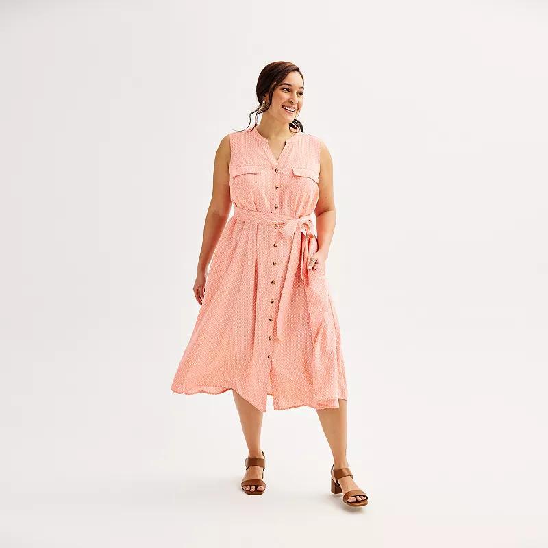 Plus Size Croft & Barrow Y-Neck Shirt Dress, Womens Product Image