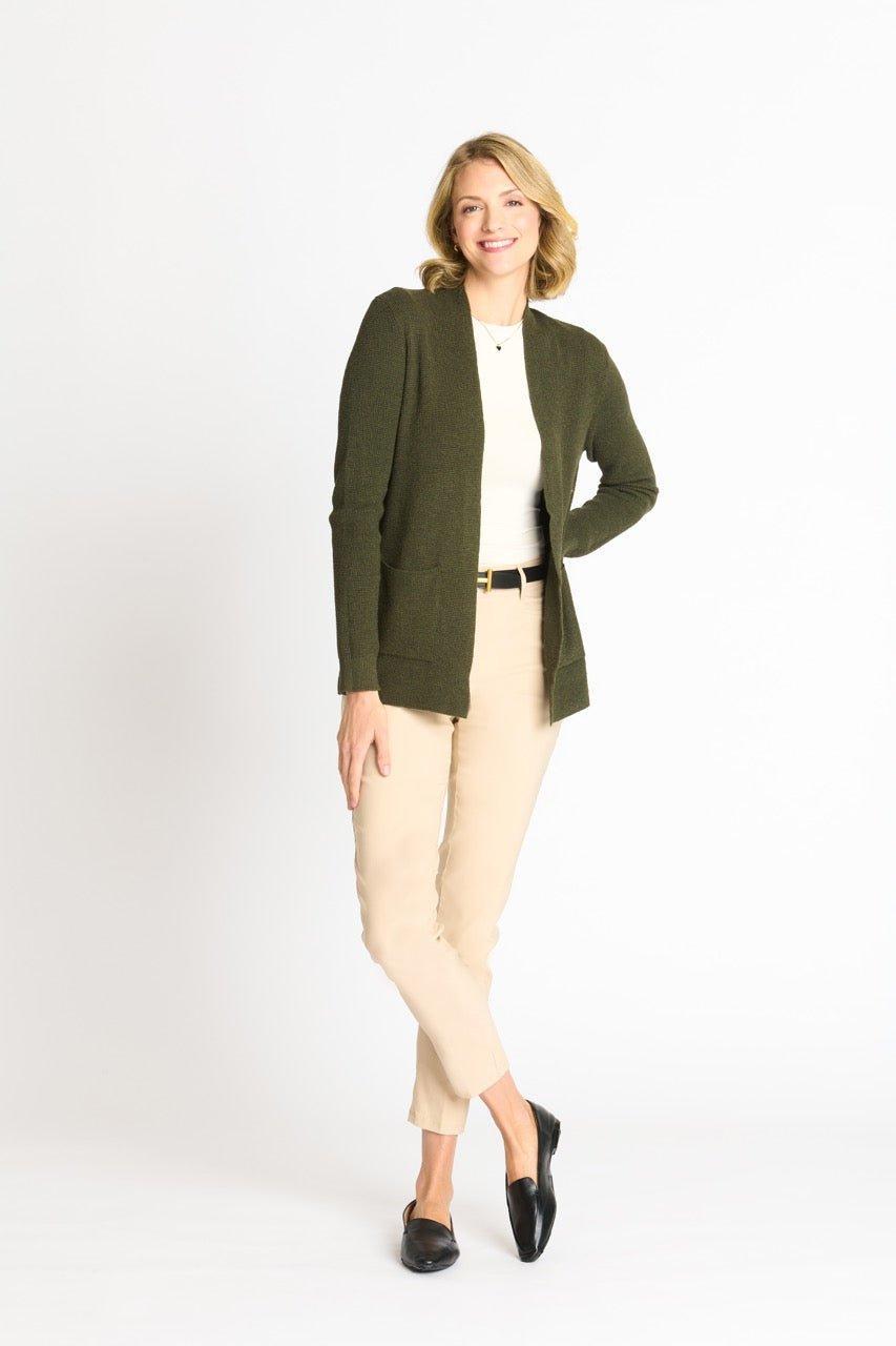 Waffle Stitch Cardigan Sweater with Pocket, Fatigue Heather Product Image