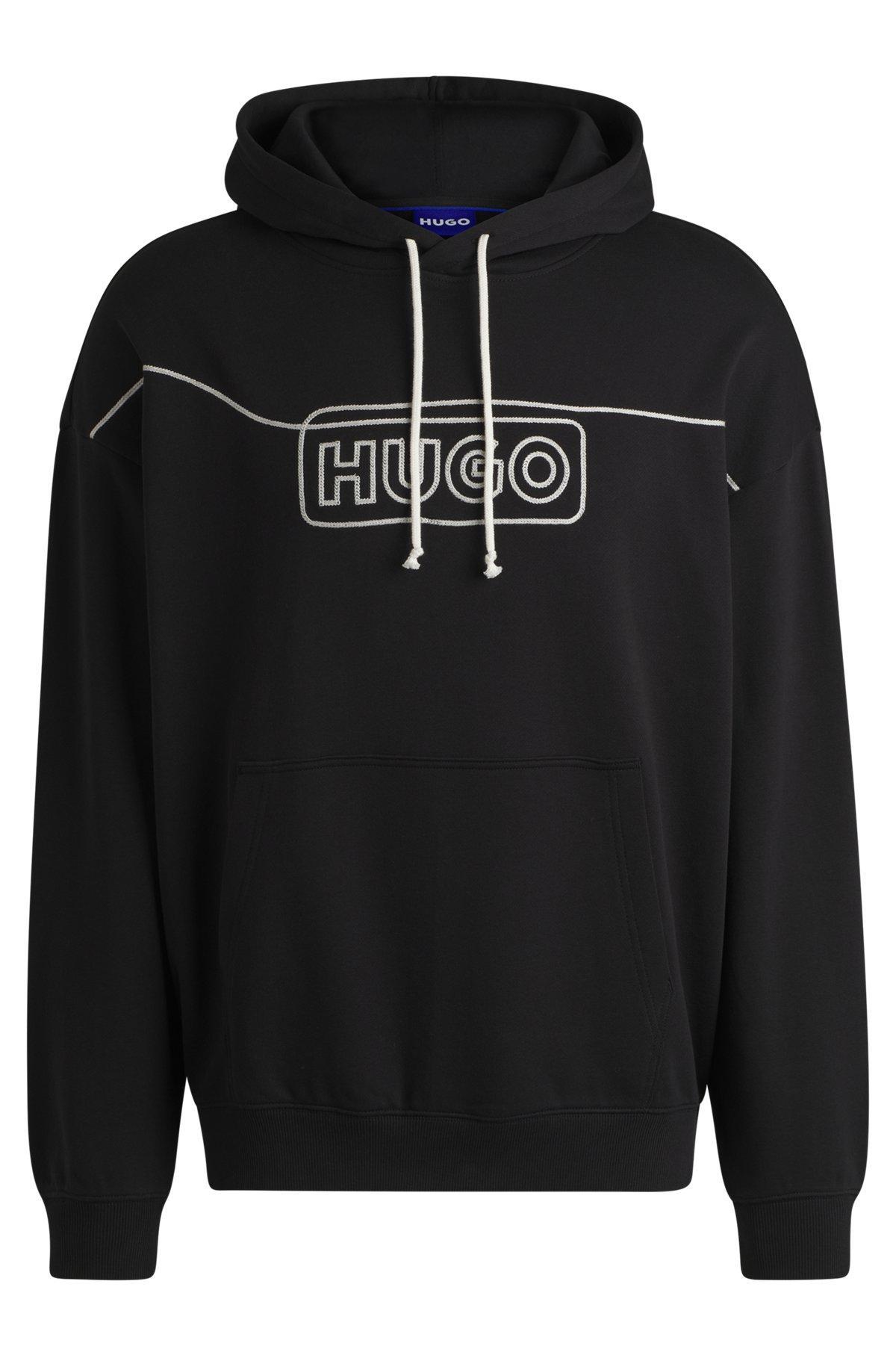 Cotton-terry hoodie with chain-stitch logo Product Image