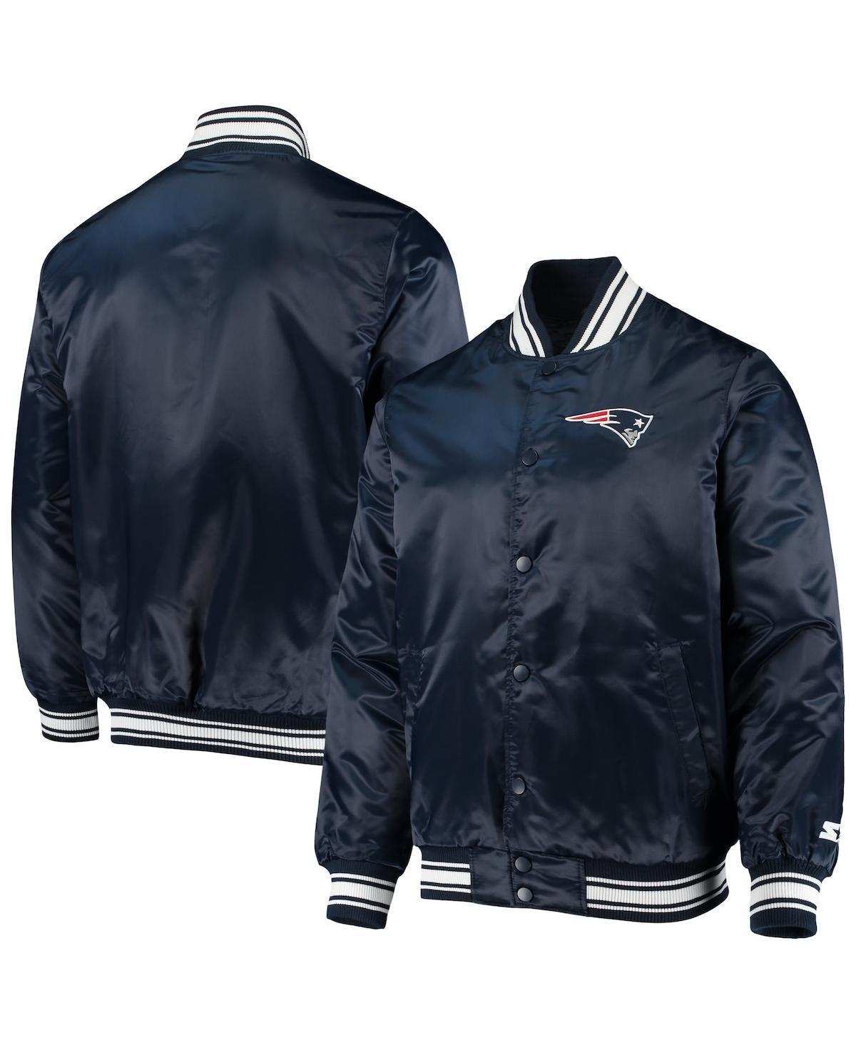 Men's Starter Navy New England Patriots Locker Room Satin Varsity Full-Snap Jacket, Size: XL, Blue Product Image