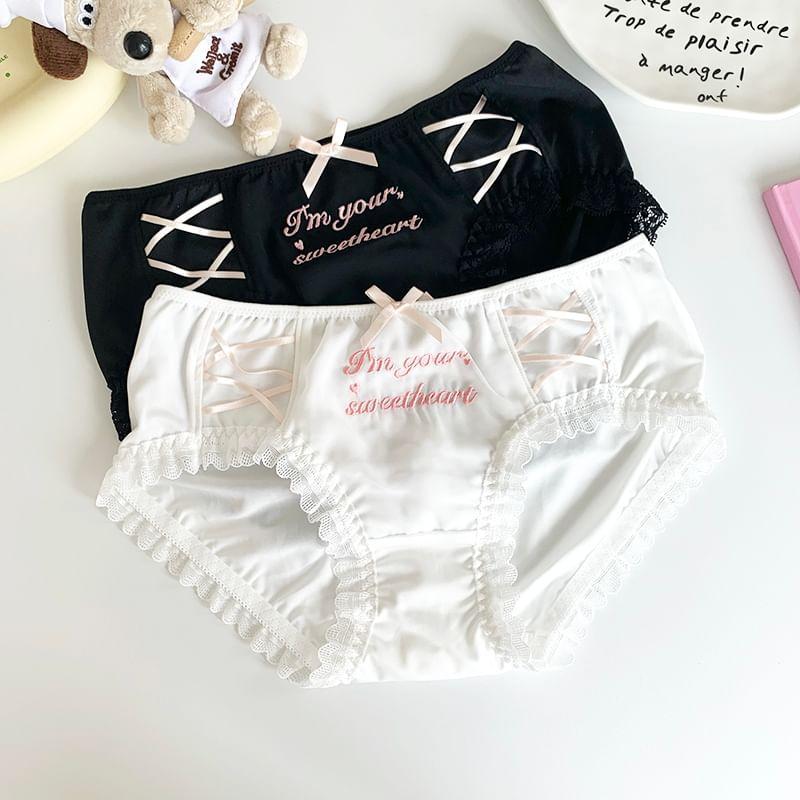 Lettering Ribbon Accent Panty Product Image