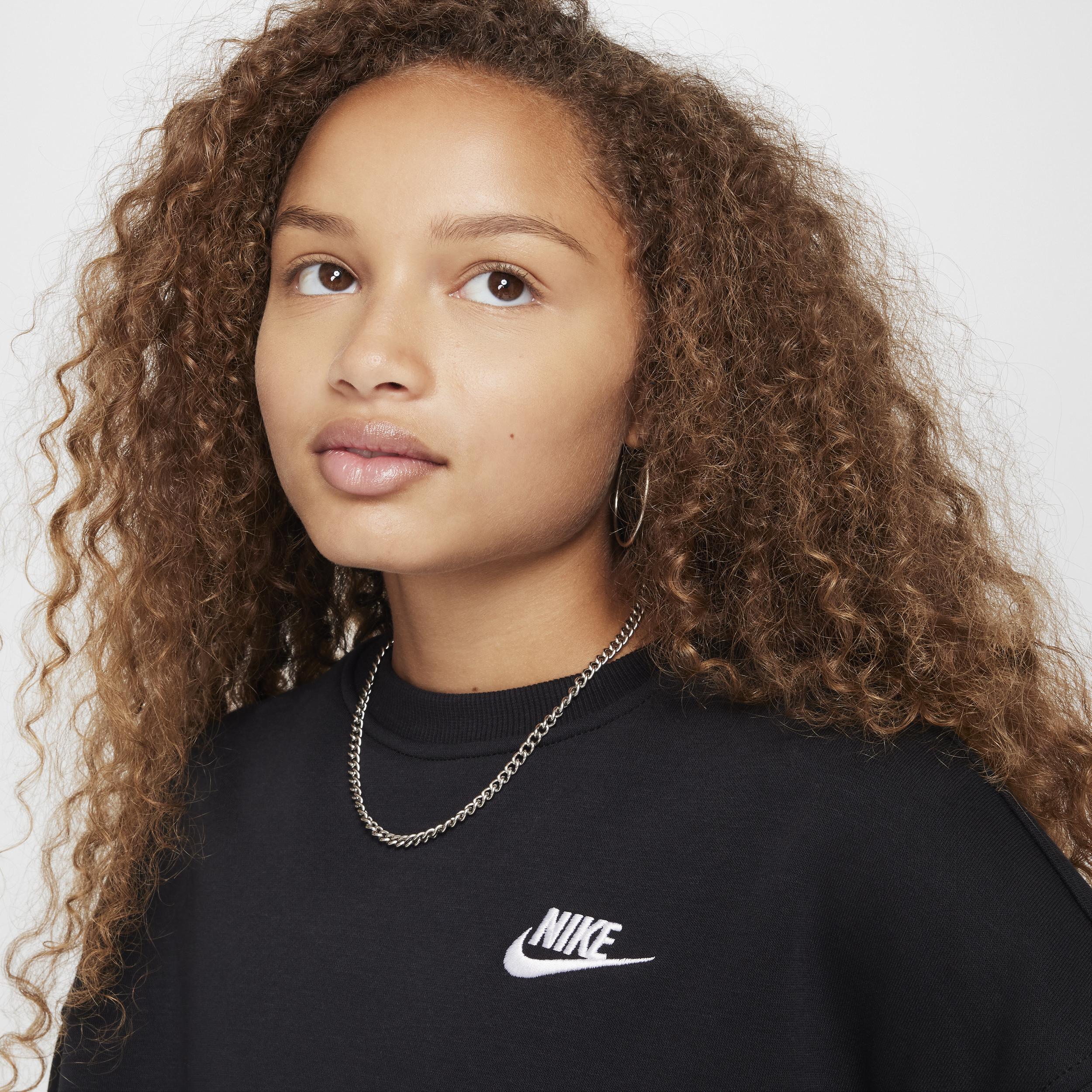 Nike Kids' Sportswear Club Fleece Crewneck Sweatshirt in Black/White at Nordstrom, Size Xs Product Image