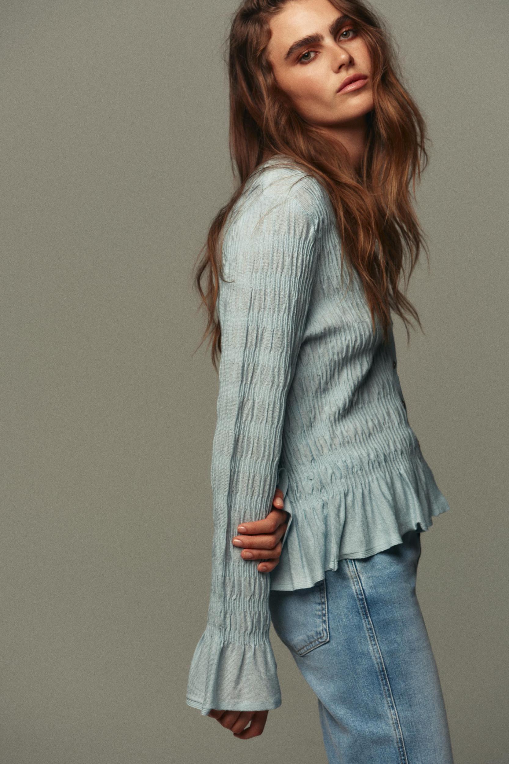 GATHERED KNIT CARDIGAN Product Image