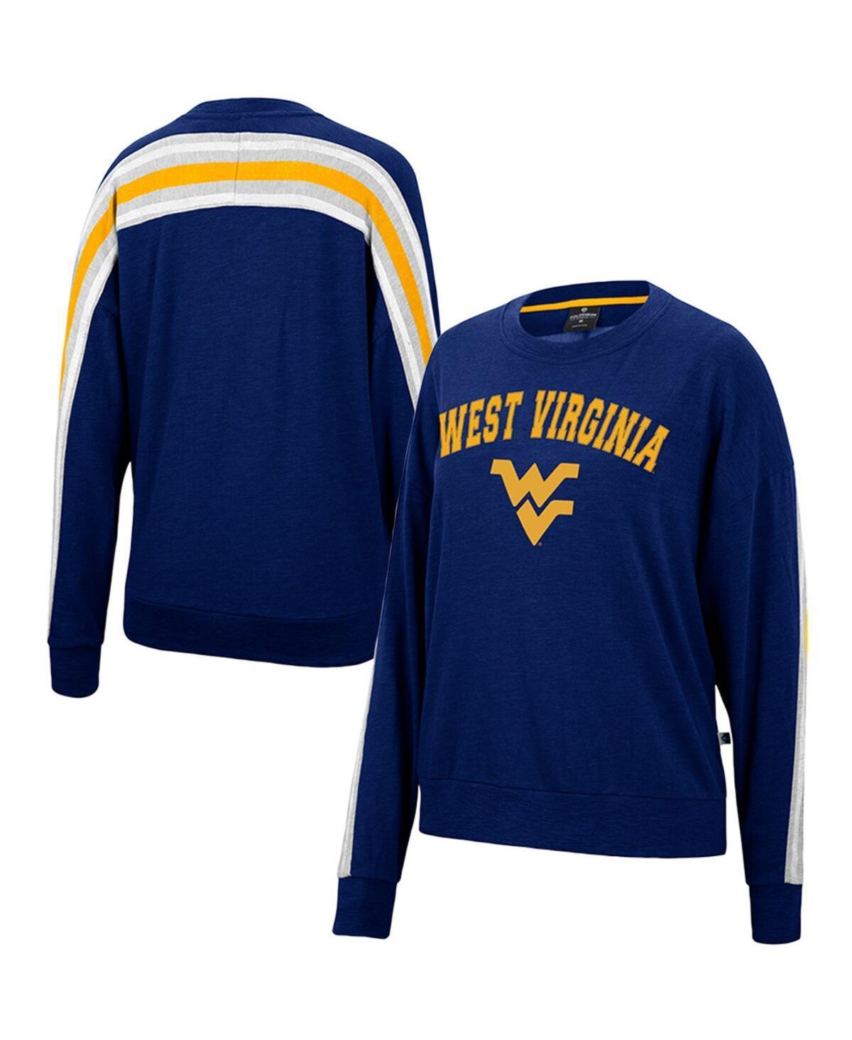 Women's Colosseum Heathered Navy West Virginia Mountaineers Team Oversized Pullover Sweatshirt, Size: Small, Blue Product Image