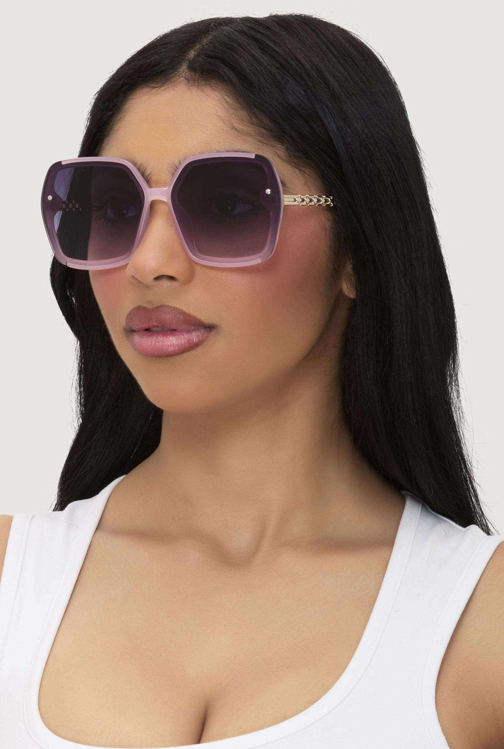 Oversized Chain Link Ombre Lens Sunglasses Female Product Image