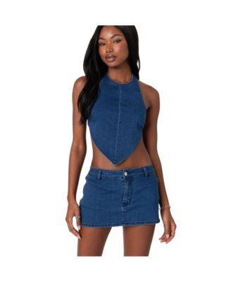 Edikted Womens Sydnie Denim Open Back Top Product Image