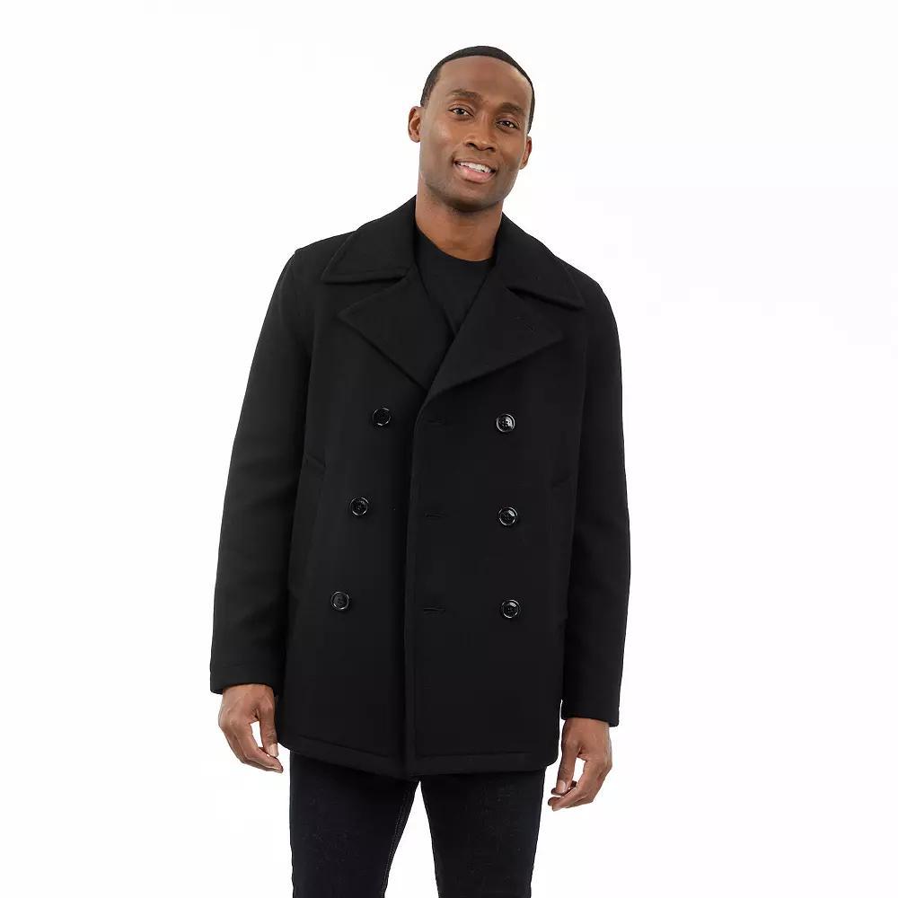 Men's London Fog Classic Wool Blend Peacoat, Size: XXL, Black Product Image