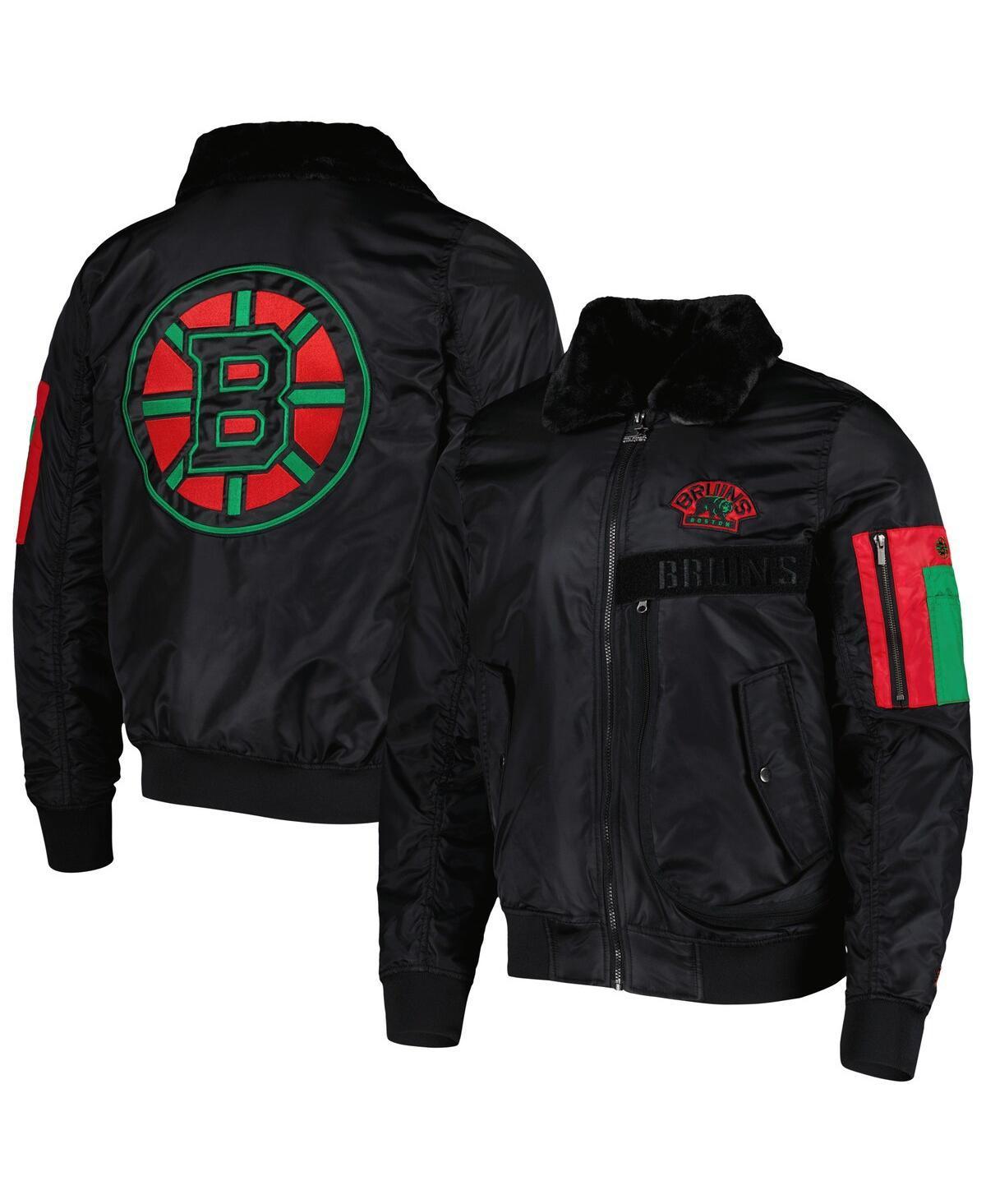 Men's Starter x Ty Mopkins Black Boston Bruins Black History Month Varsity Full-Zip Jacket, Size: Large Product Image