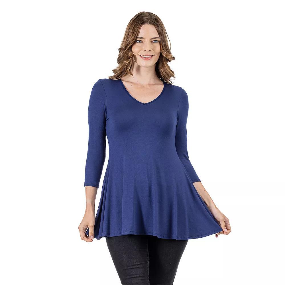Women's 24Seven Comfort Apparel V Neck Tunic Top, Size: Large, Penny Product Image