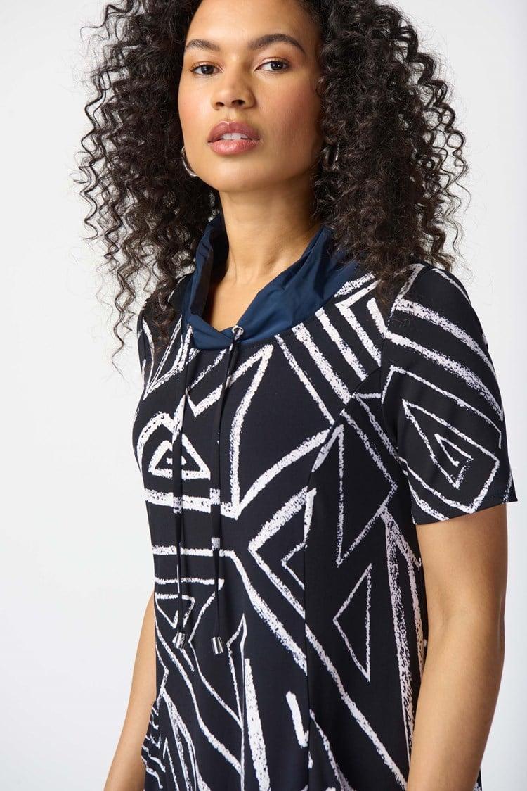 Abstract Print Silky Knit A-Line Dress Product Image