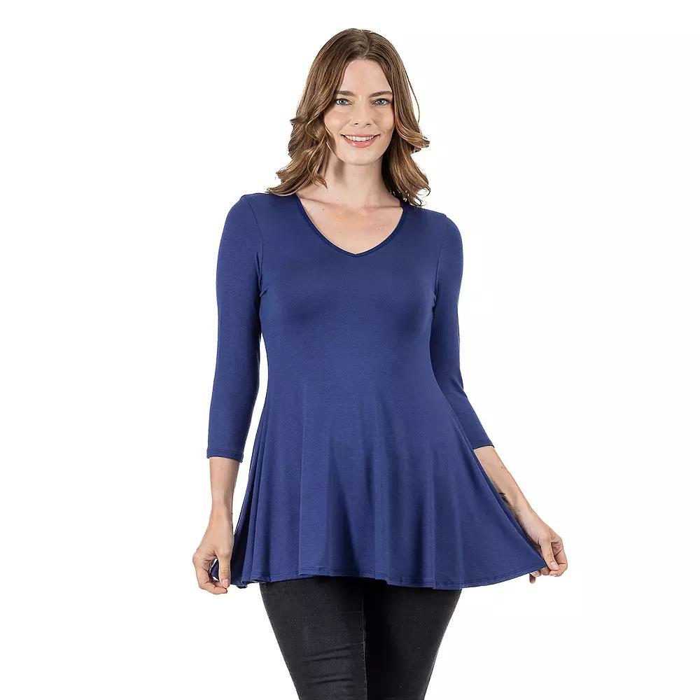 Women's 24Seven Comfort Apparel V Neck Tunic Top, Size: Large, Penny Product Image