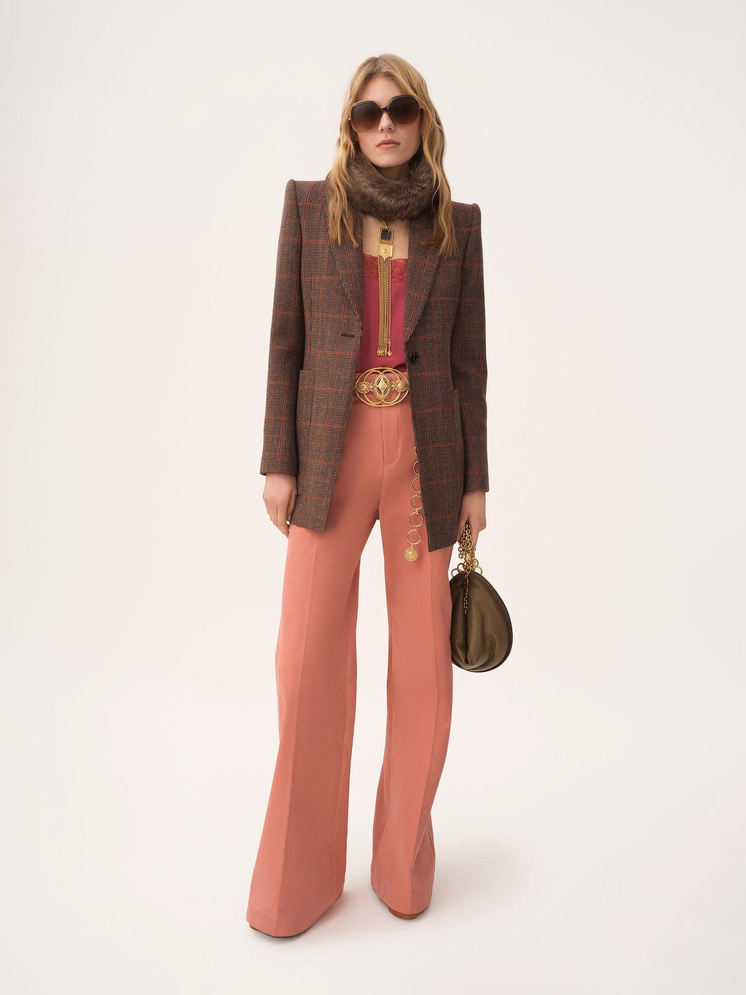 High-rise flared pants in cotton canvas Product Image