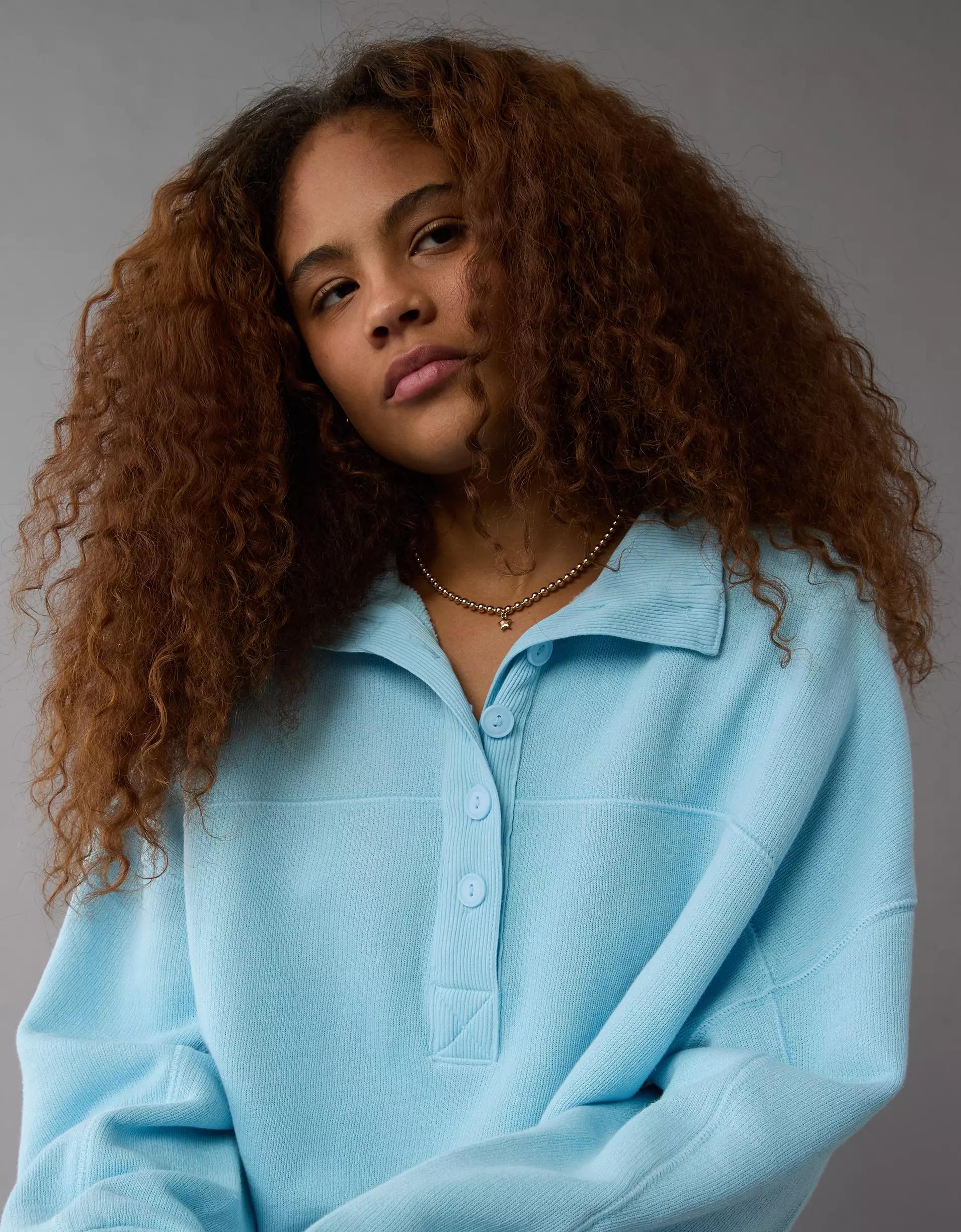 AE Big Hug Henley Sweatshirt Product Image