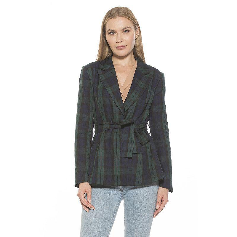 Women's ALEXIA ADMOR Olya Belted Long Blazer, Size: 10, Grey Plaid Product Image