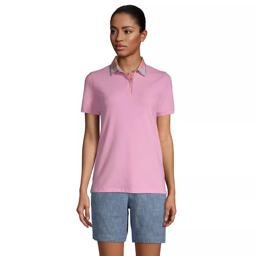 Women's Lands' End Mesh Polo Shirt, Size: Medium, Wild Blossom Madras Product Image