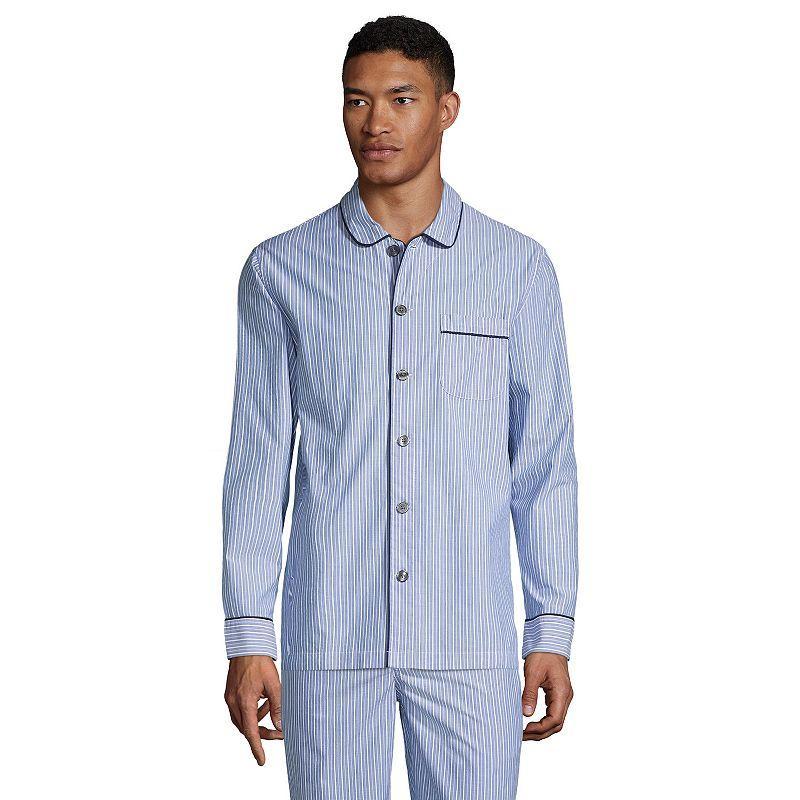 Big & Tall Lands' End Broadcloth Pajama Sleep Shirt, Men's, Size: 2XB, Mariner Blue Stripe Product Image
