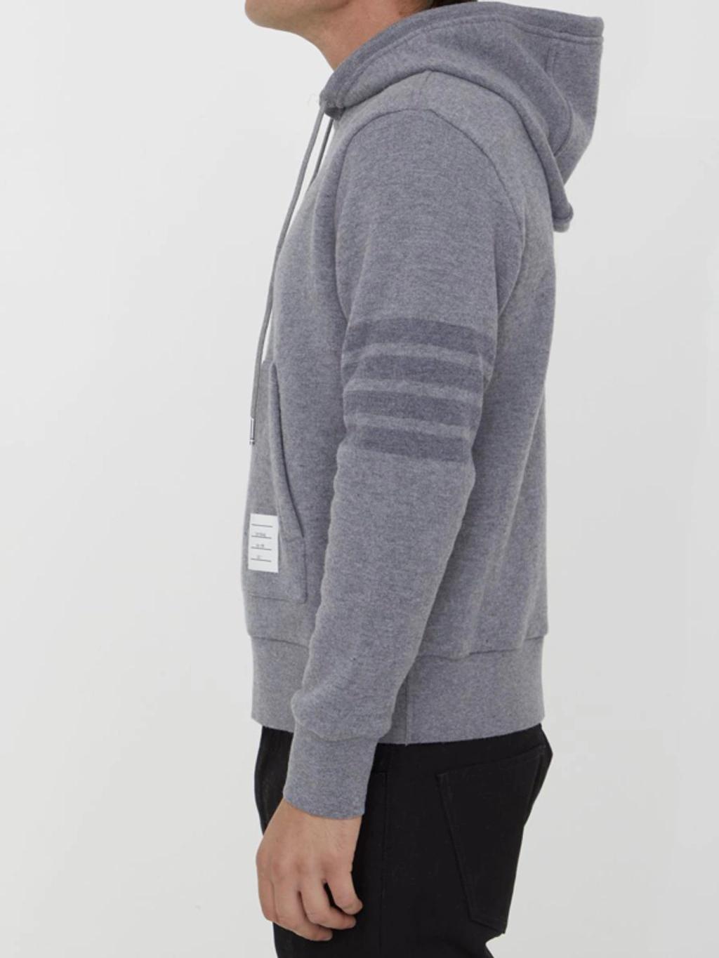 THOM BROWNE Grey Wool Hoodie Product Image