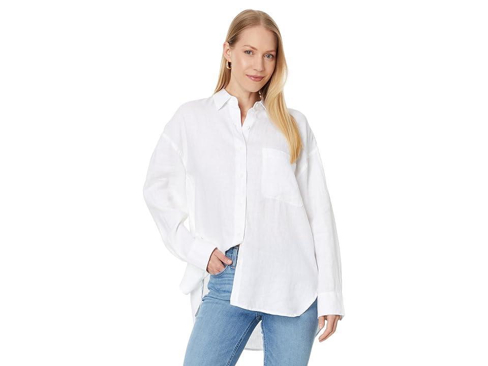 Faherty Laguna Linen Relaxed Shirt (Bottle Lucy Stripe) Women's Clothing Product Image