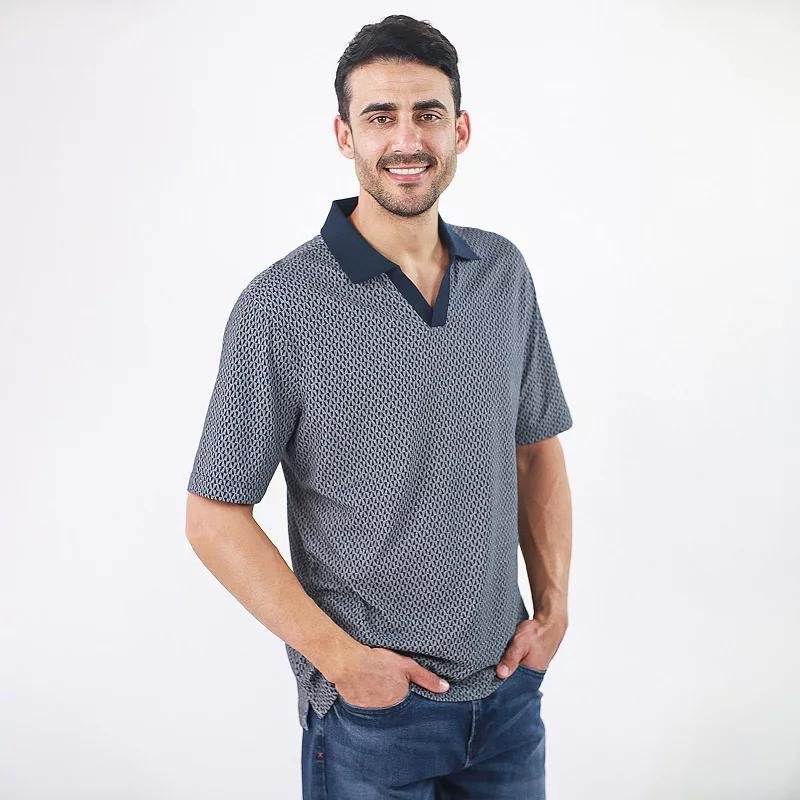 Men's JACHS NY Short Sleeve Lightweight Knit Oxford Polo, Size: XL, Blue Product Image