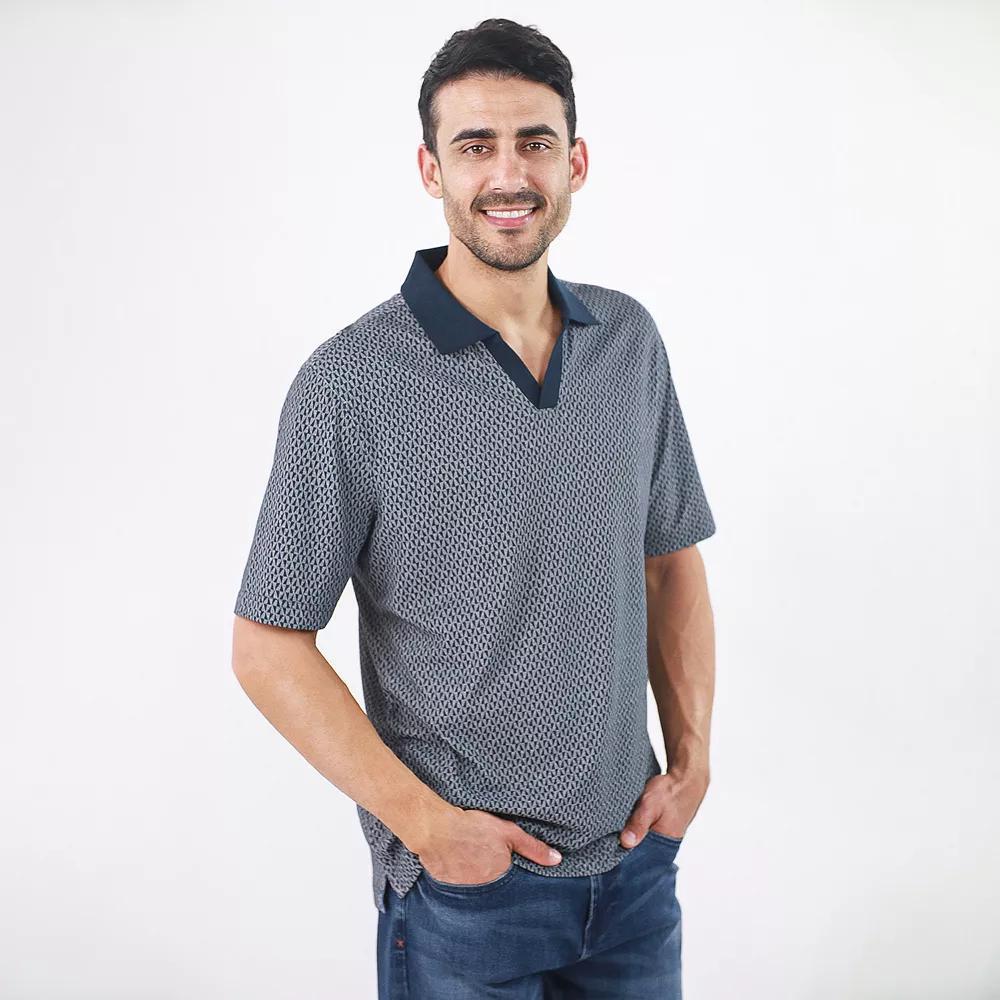 Men's JACHS NY Short Sleeve Lightweight Knit Oxford Polo, Size: XL, Blue Product Image