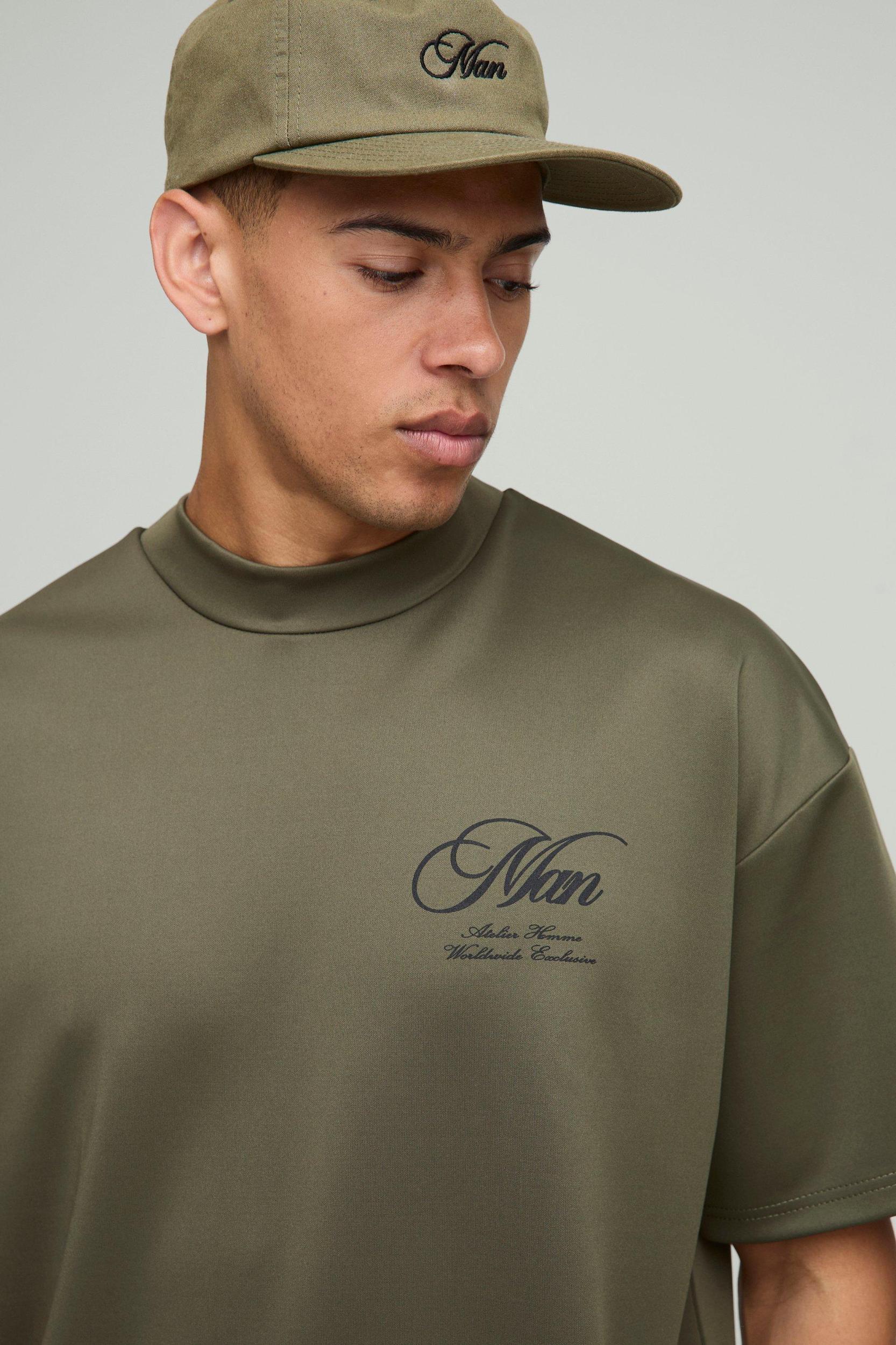 Oversized Extended Neck Man Scuba T-Shirt | boohooMAN USA Product Image