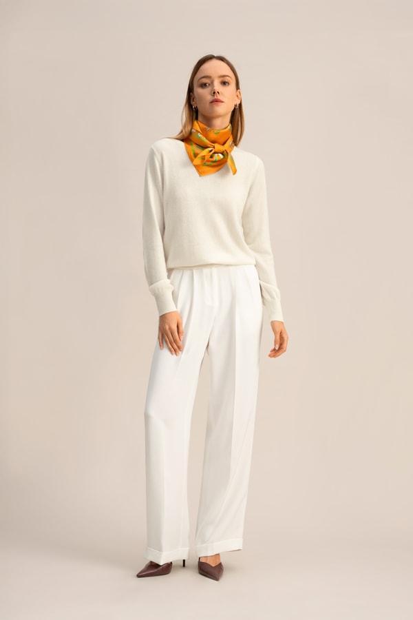 Timeless Pleated Wide-Leg Dense Silk Trousers Product Image