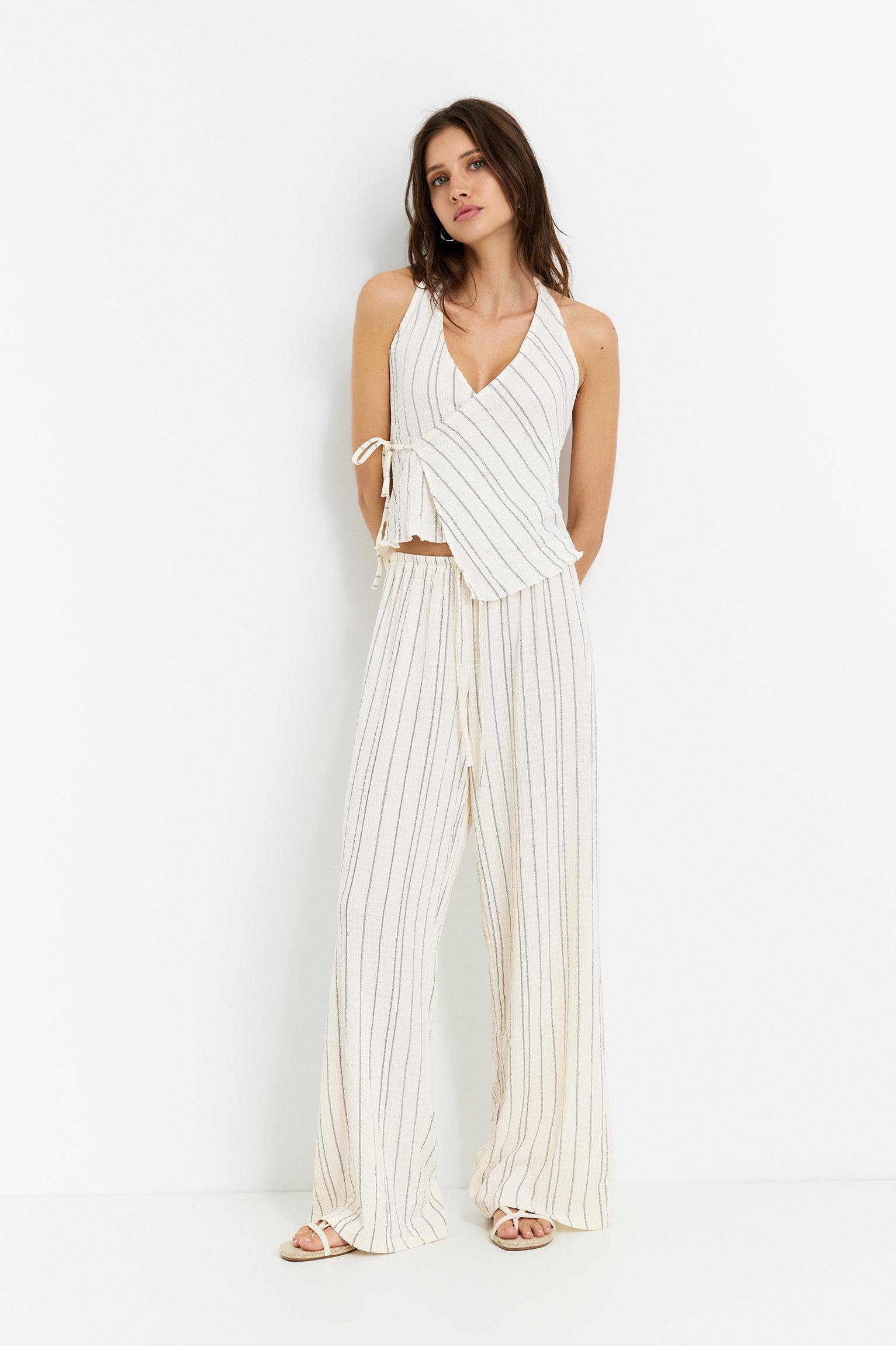 Striped crepe top Product Image