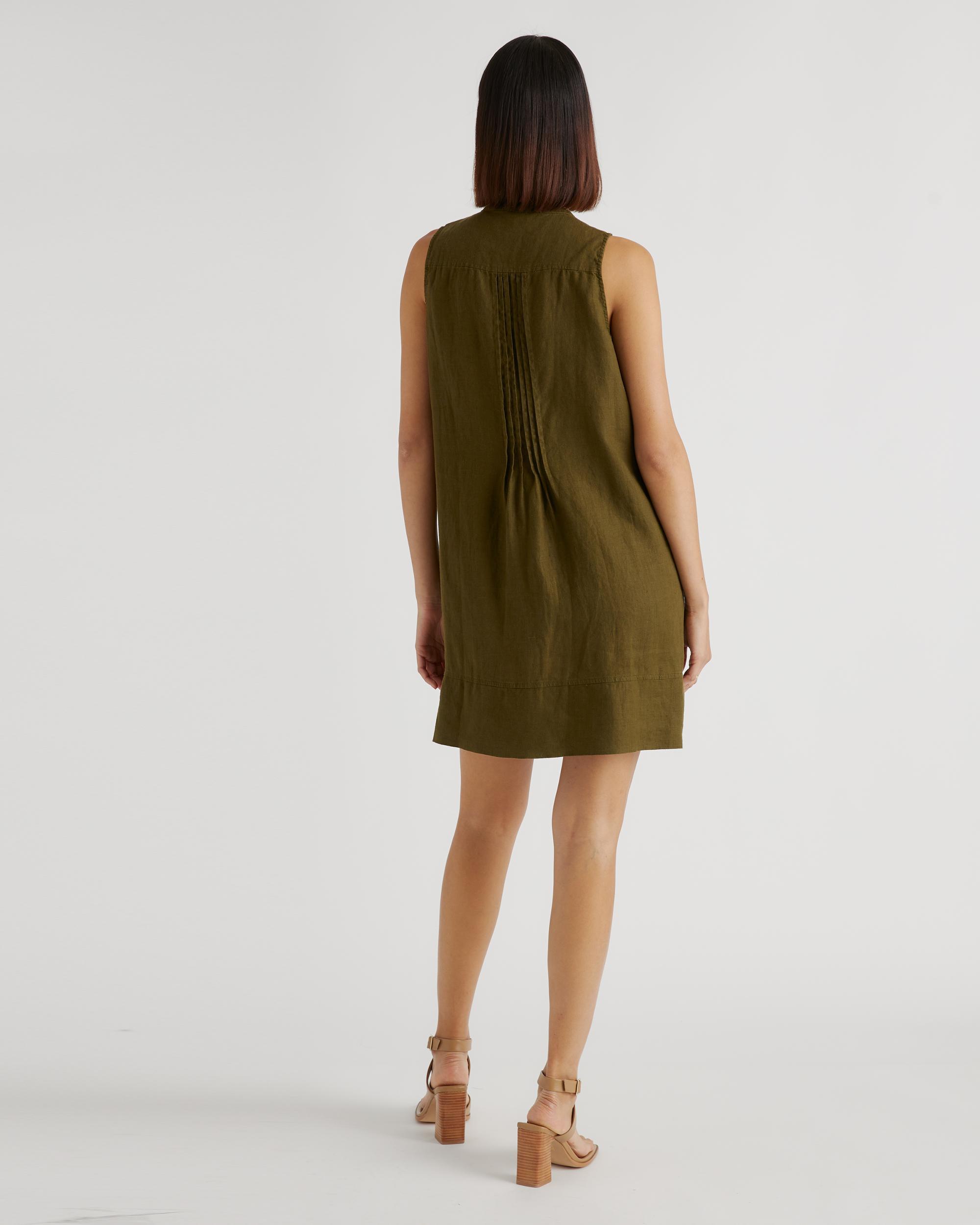 Quince | Women's 100% European Linen Sleeveless Swing Dress Size XS Product Image