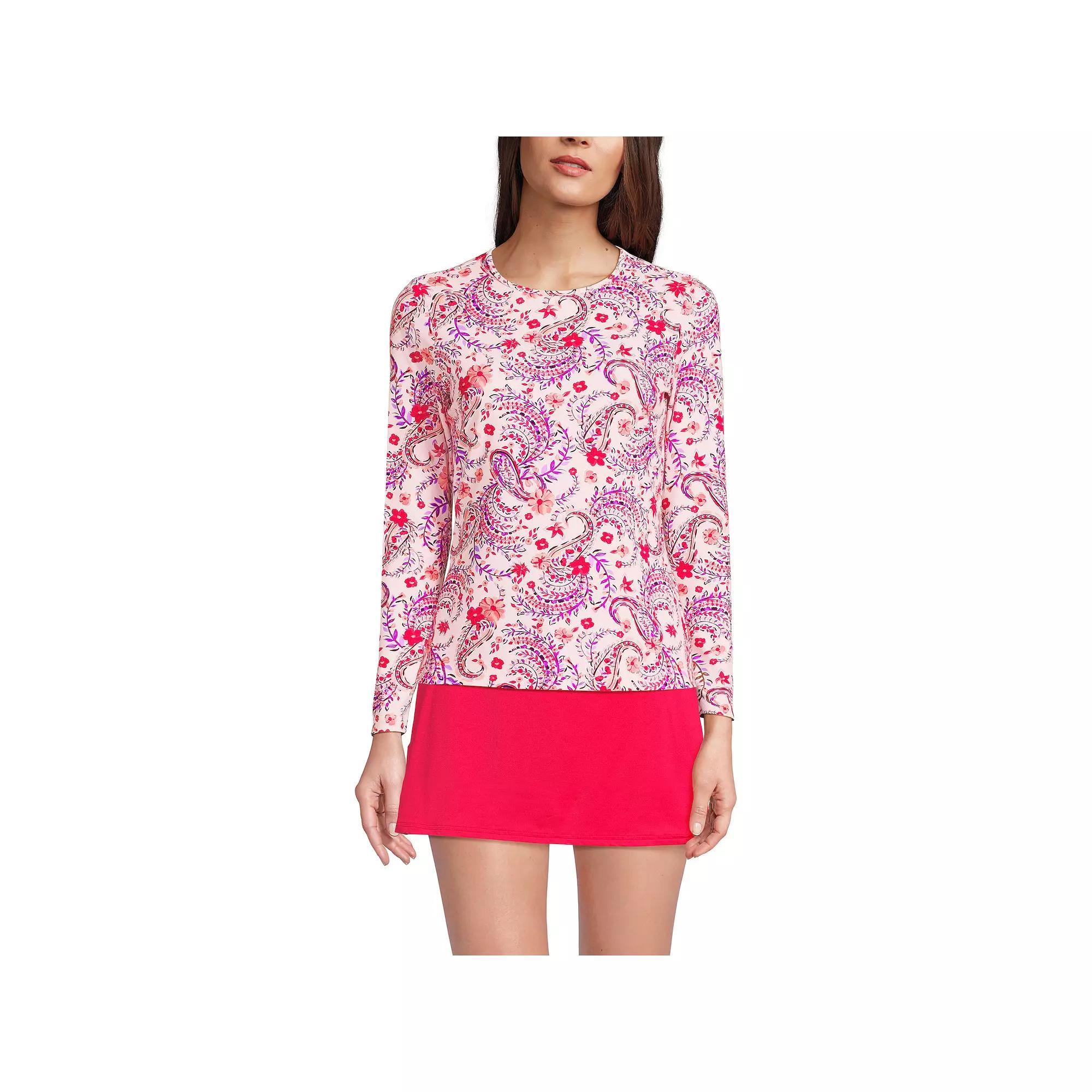 Petite Lands' End UPF 50 Long Sleeve Rash Guard, Women's, Size: XS Petite, Lily Floral Paisley Product Image