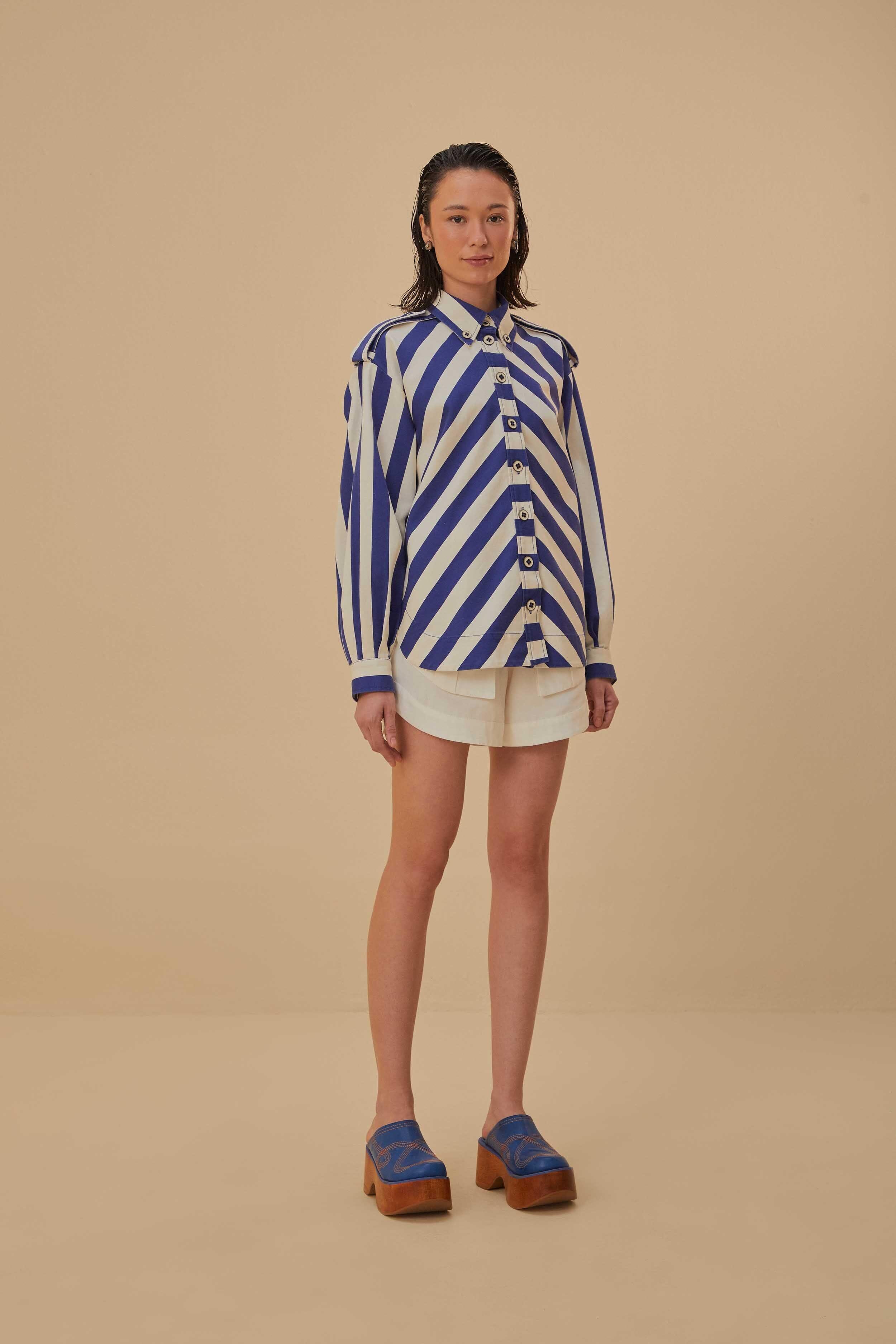 Blue Striped Long Sleeve Shirt Product Image