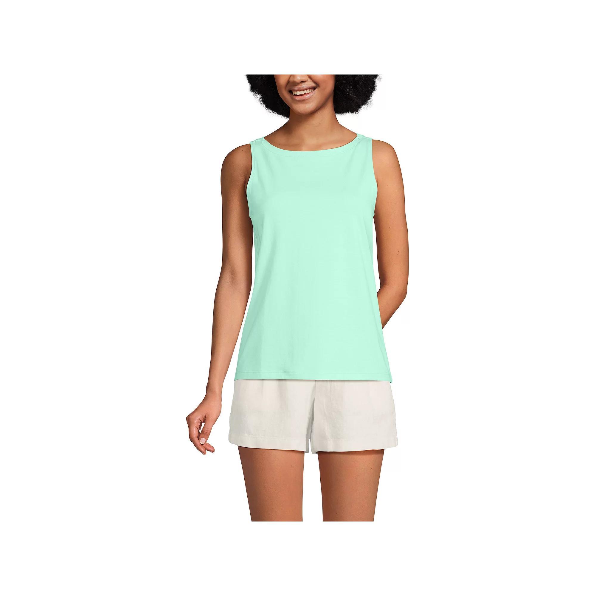 Women's Lands' End Supima Boatneck Cotton Tank Top, Size: XL, River Blue Product Image