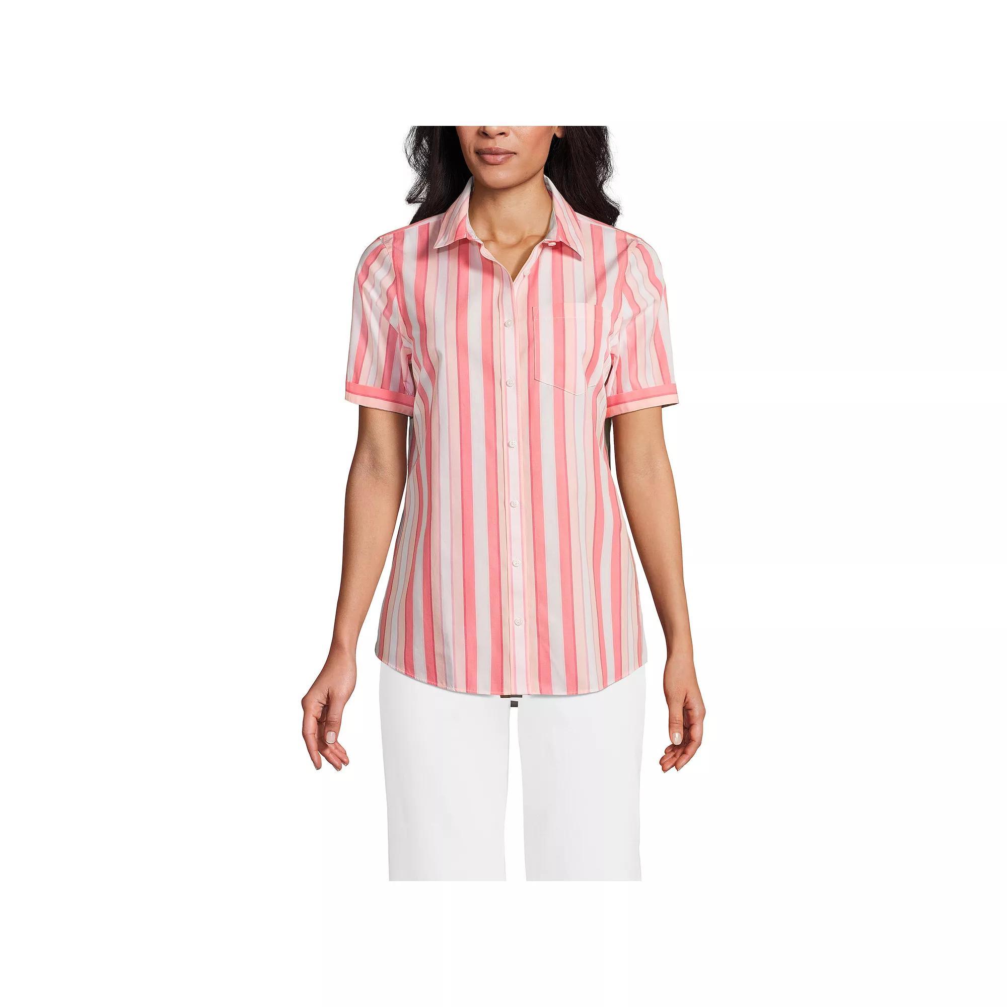 Womens Lands End Wrinkle Free No Iron Short Sleeve Shirt Product Image