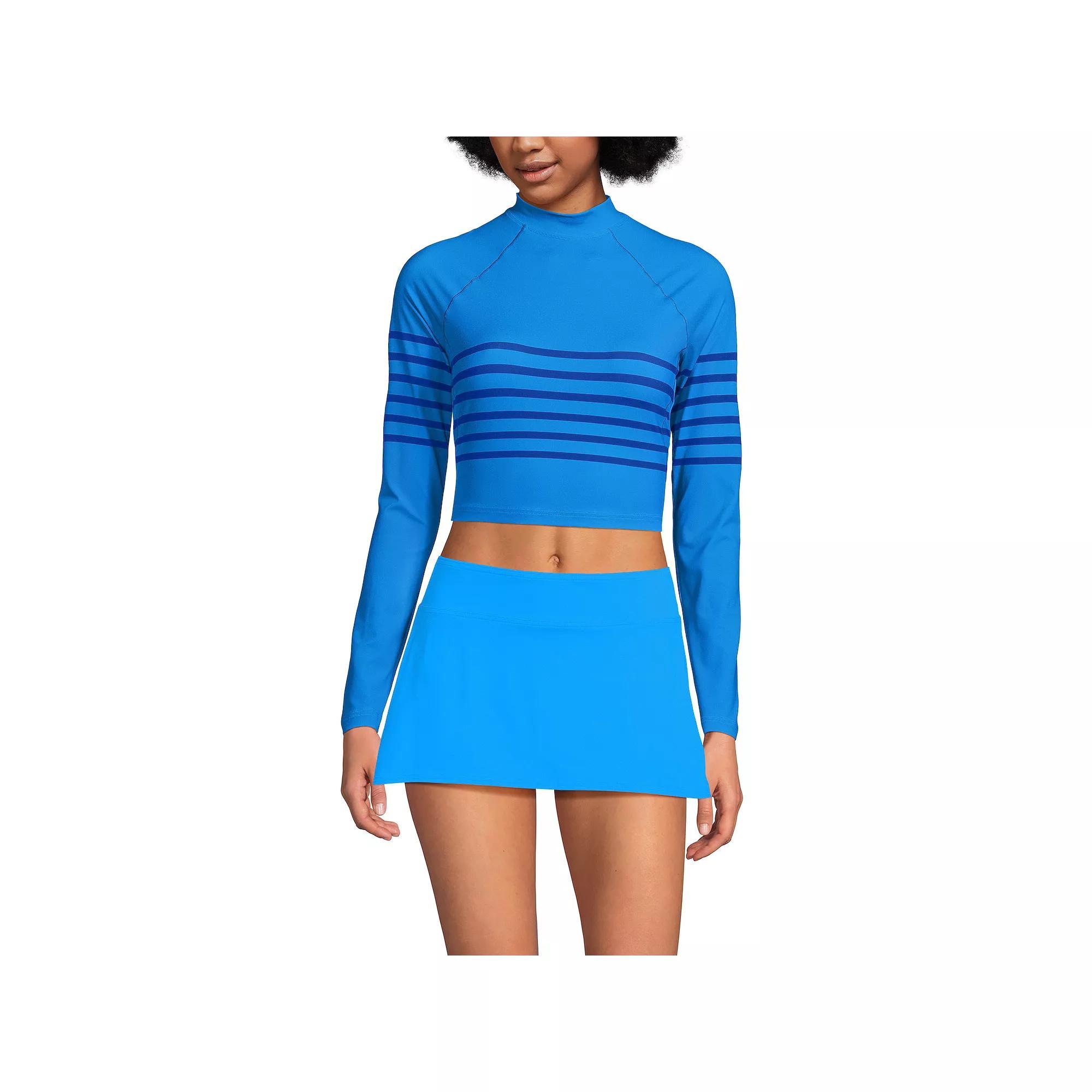Women's Lands' End Long Sleeve Cropped UPF 50 Rash Guard Swim Top, Size: Small, Wild Purple Dark Wine Product Image
