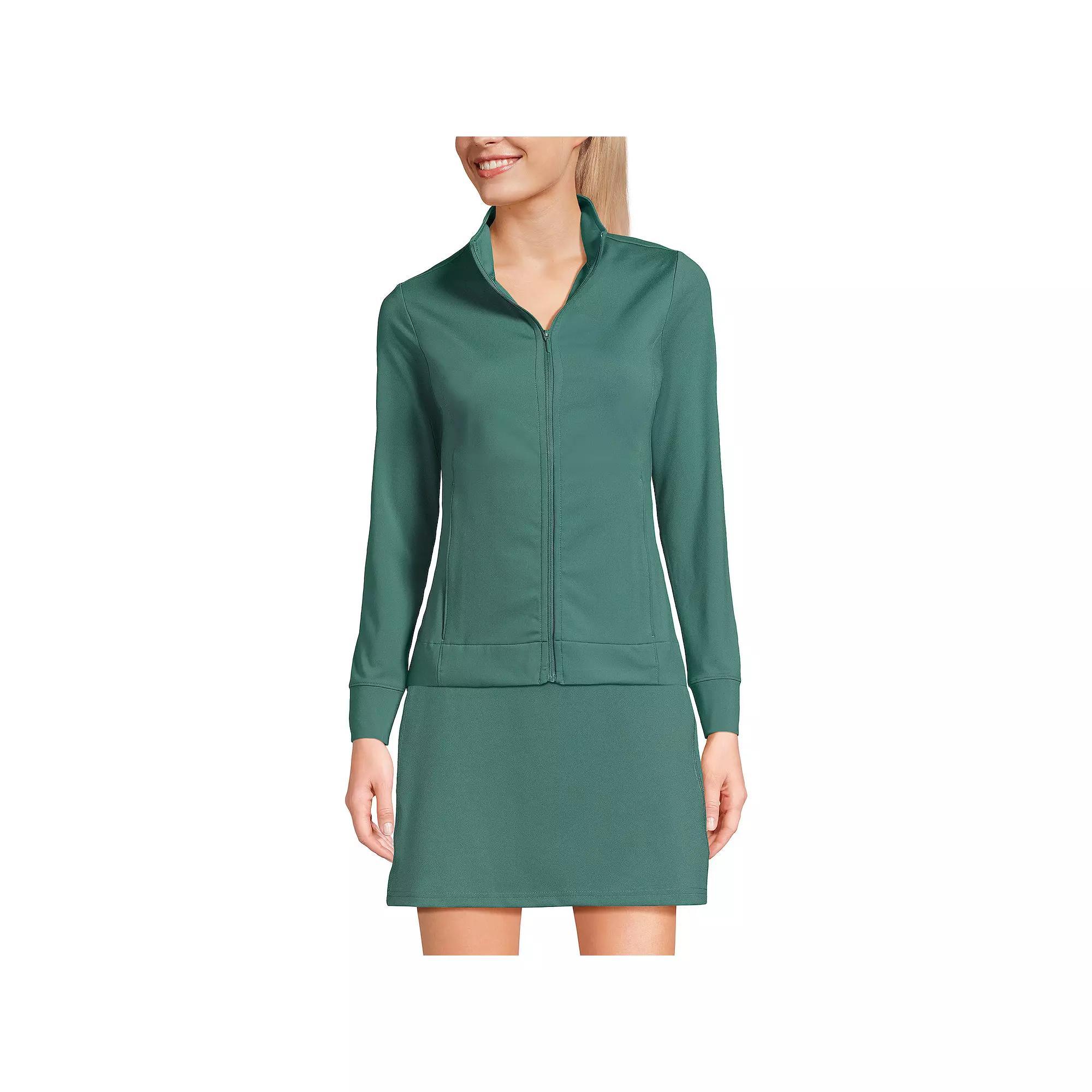 Women's Lands' End Long Sleeve High Impact Front Zip Jacket, Size: Large, Washed Green Product Image