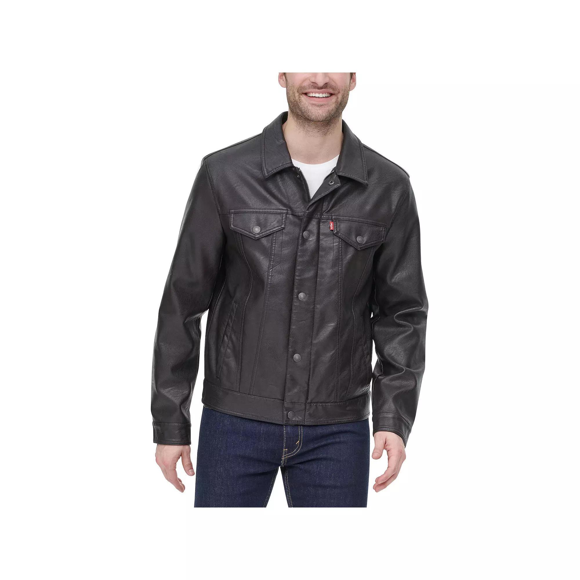 Mens Levis Faux Leather Trucker Jacket Product Image