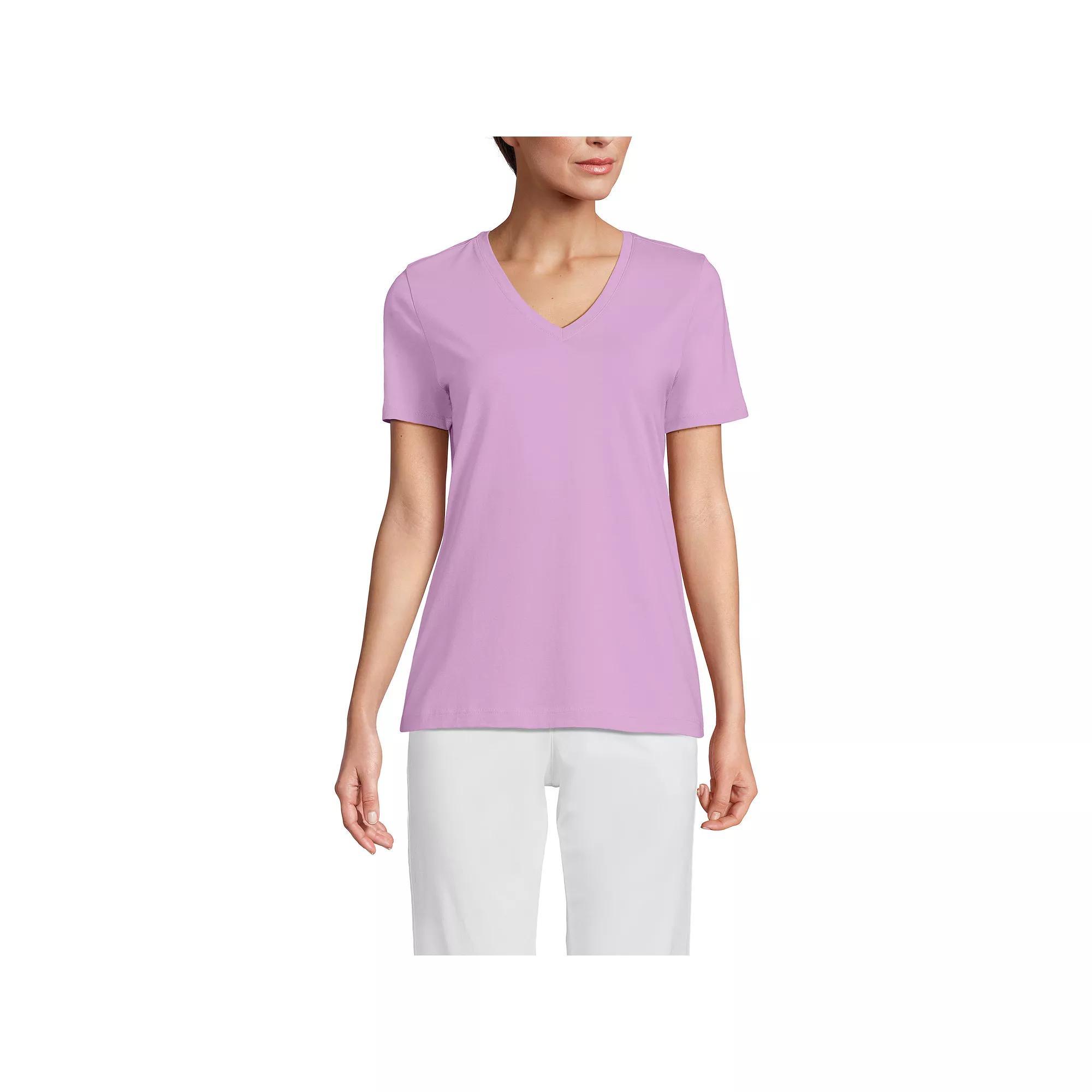 Women's Lands' End Relaxed-Fit Supima Cotton V-Neck Tee, Size: Small Tall, Blue Blossoms Product Image