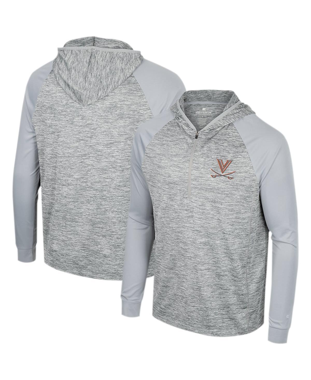 Men's Colosseum Gray Virginia Cavaliers Cybernetic Raglan Quarter-Zip Hooded Top, Size: XL, Grey Product Image