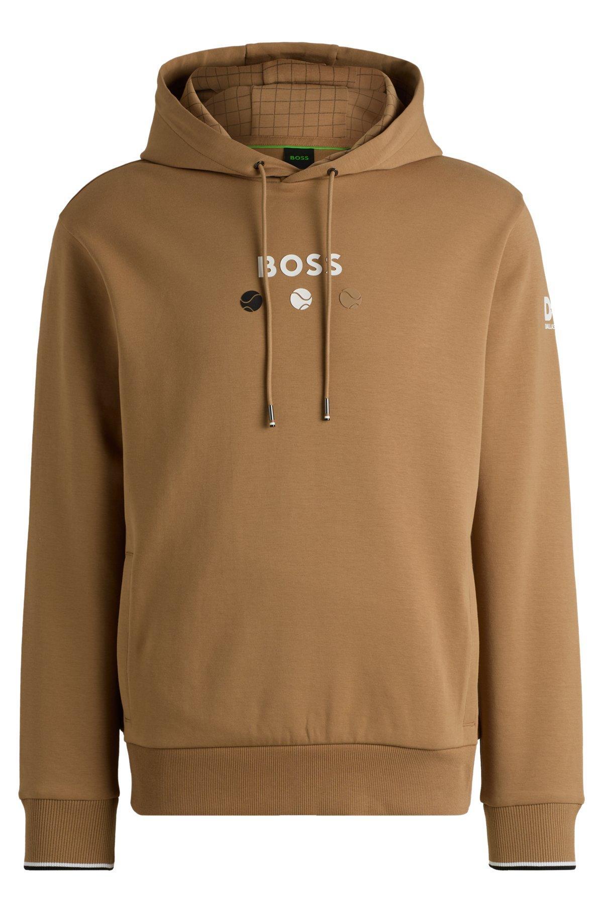 Cotton hoodie with tennis artwork Product Image