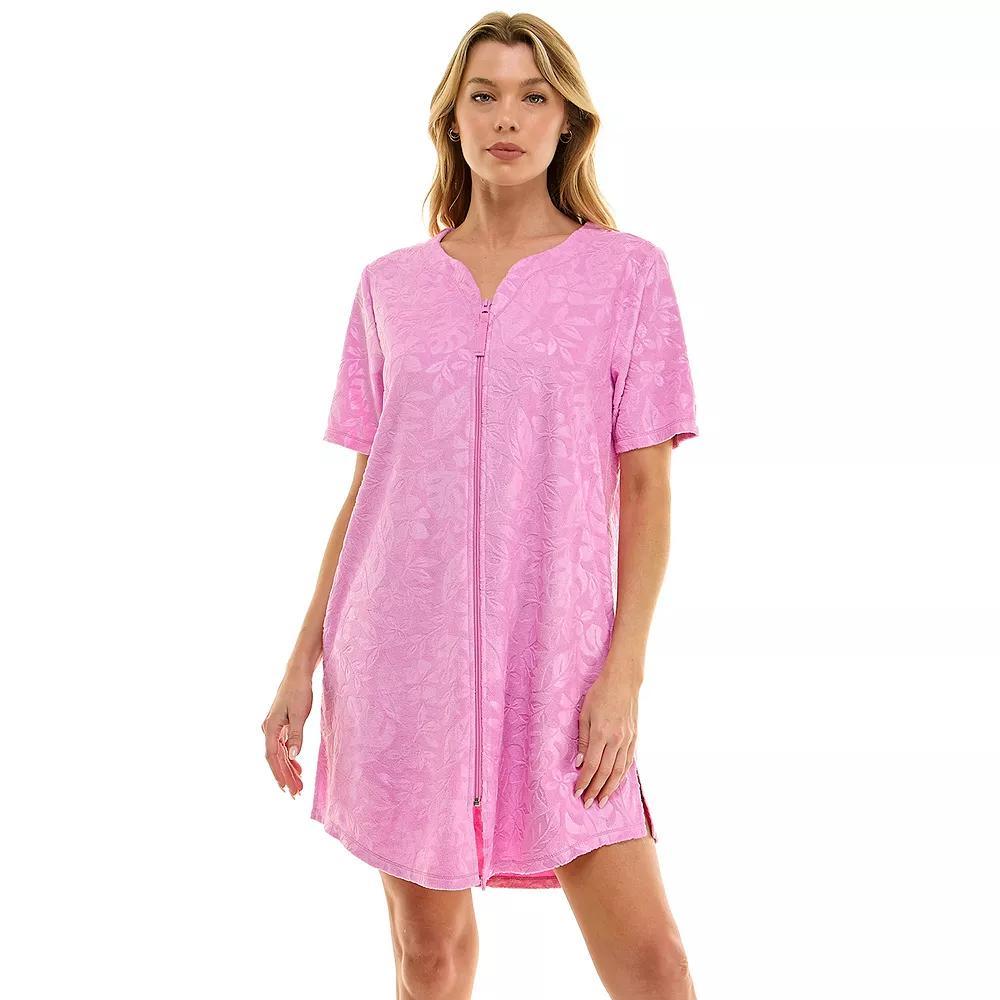 Womens Croft & Barrow Embossed Honey Knit Terry Zip Robe Product Image