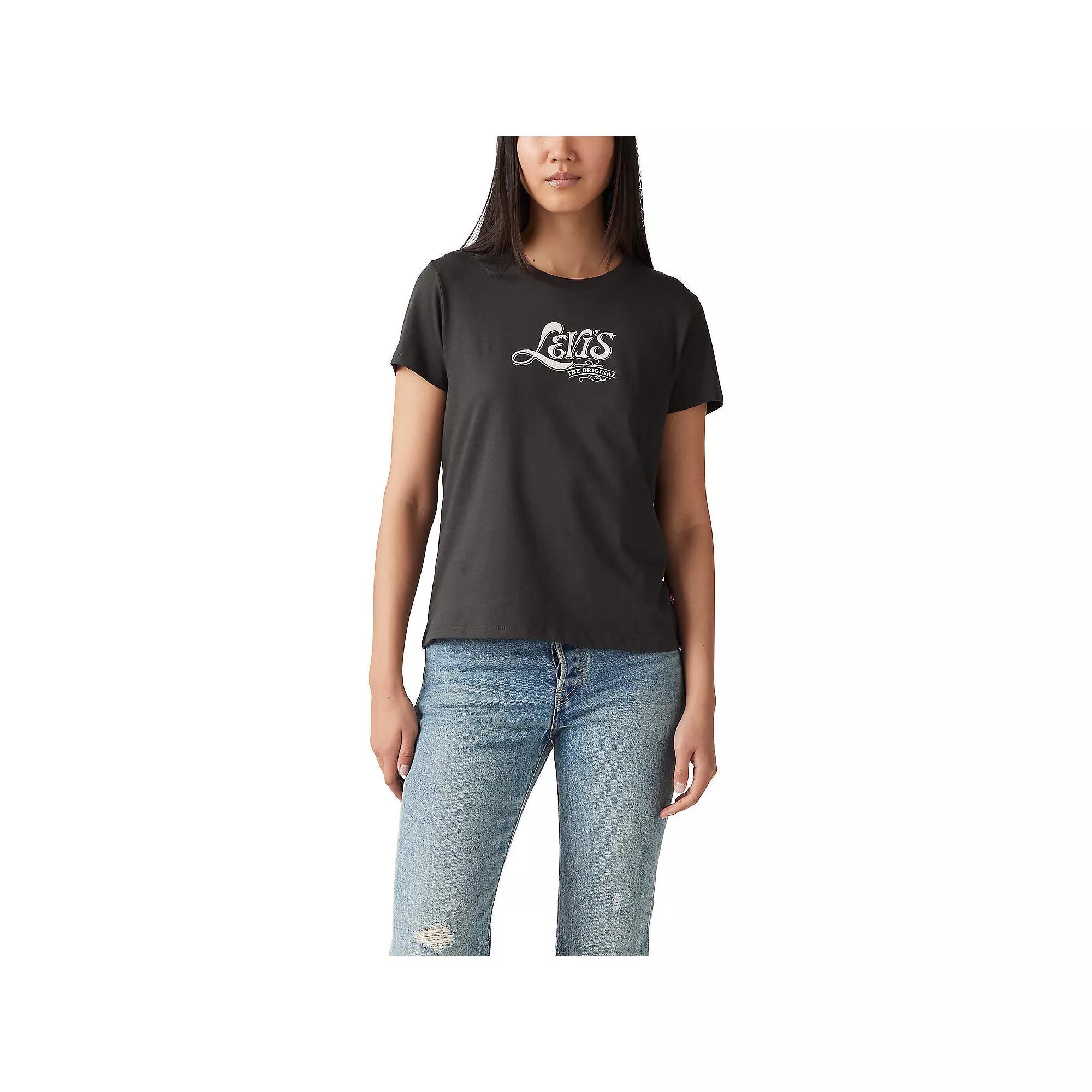 Women's Levi's® Logo Perfect Tee, Size: Medium, Glitter Pirate Black Product Image