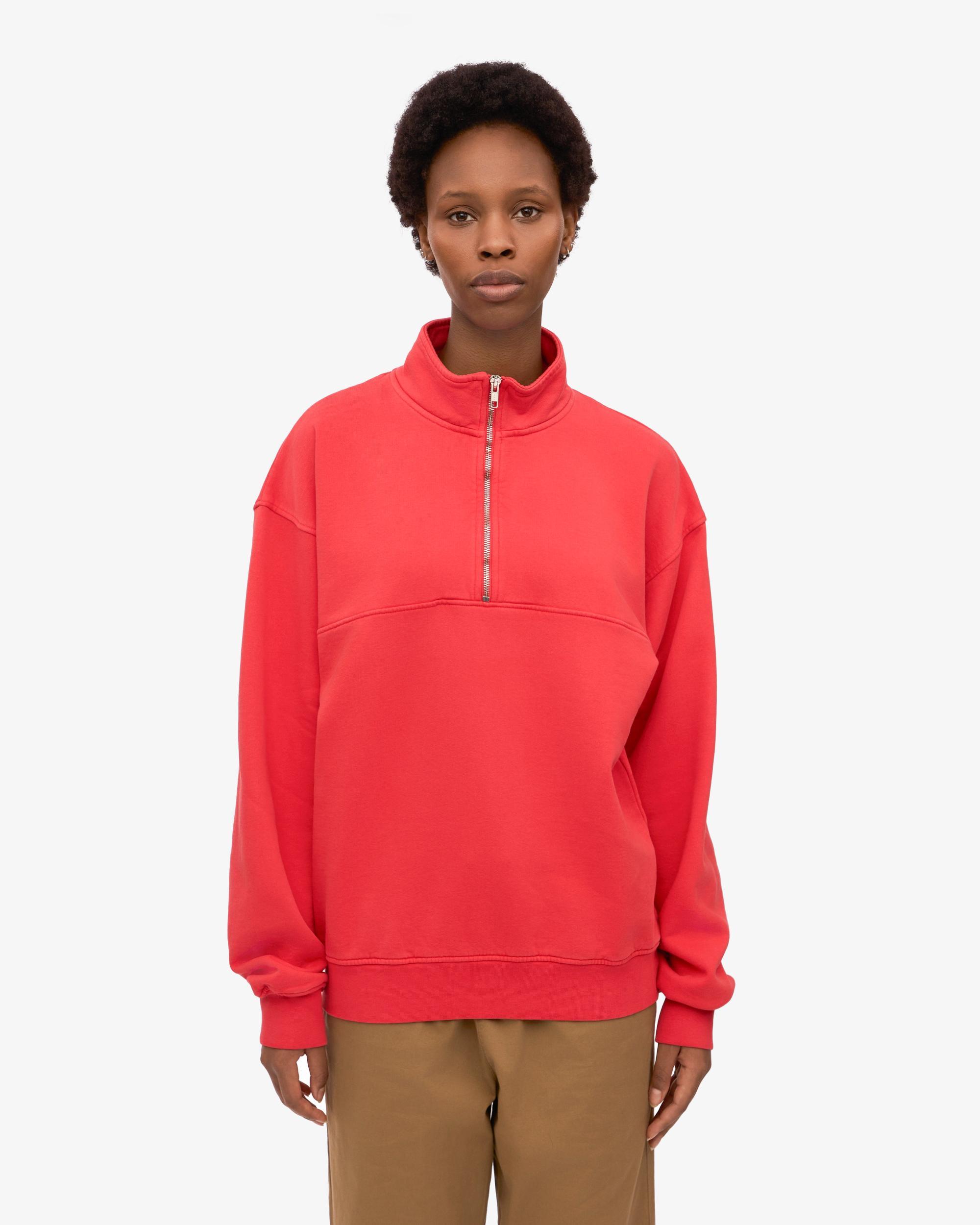 Organic Quarter Zip - Red Tangerine Product Image