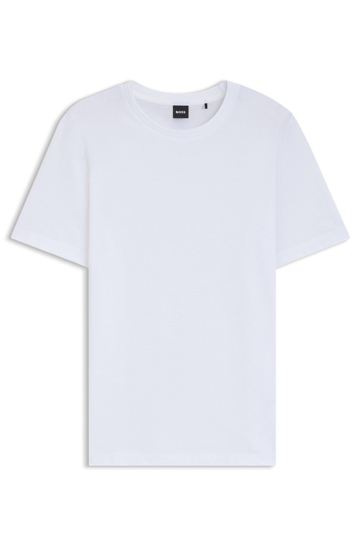 BOSS -  T-shirt with bubble-jacquard structure - White Product Image
