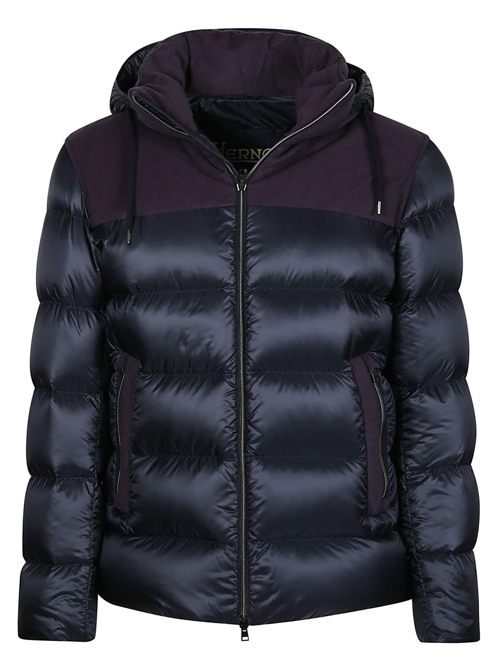 HERNO Panelled Padded Jacket In Blue Product Image