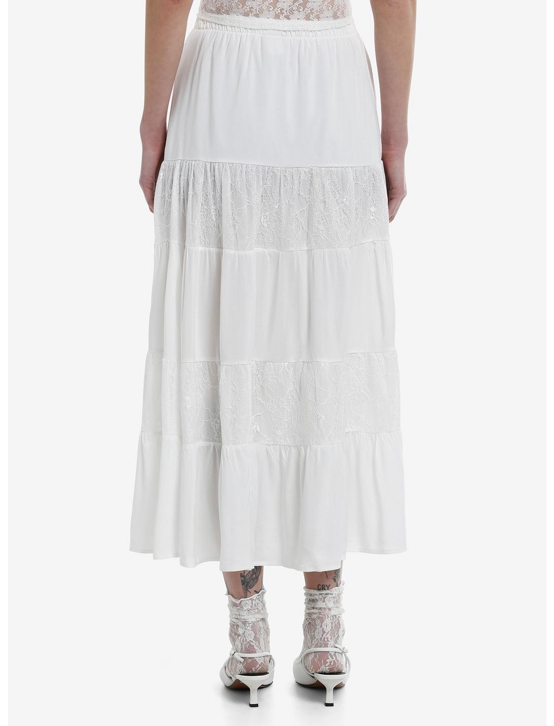 Sweet Society White Lace Tiered Maxi Skirt Product Image