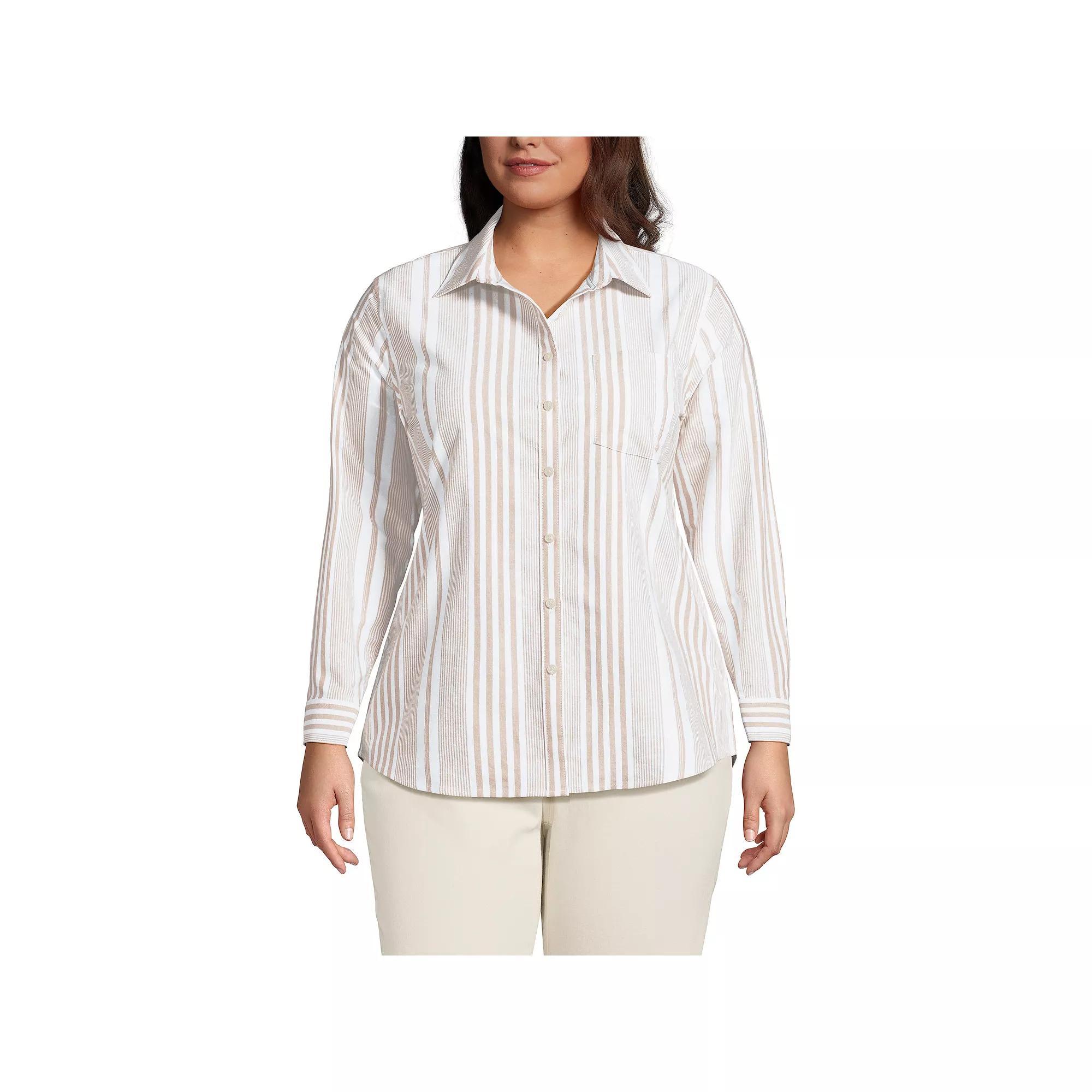 Womens Lands End Long Sleeve Classic Oxford Dress Shirt Product Image