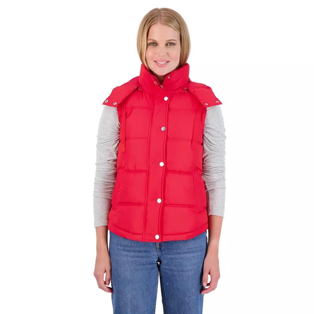 Juniors' Sebby Hooded Water-Resistant Puffer Vest, Women's, Size: Large, Red Product Image