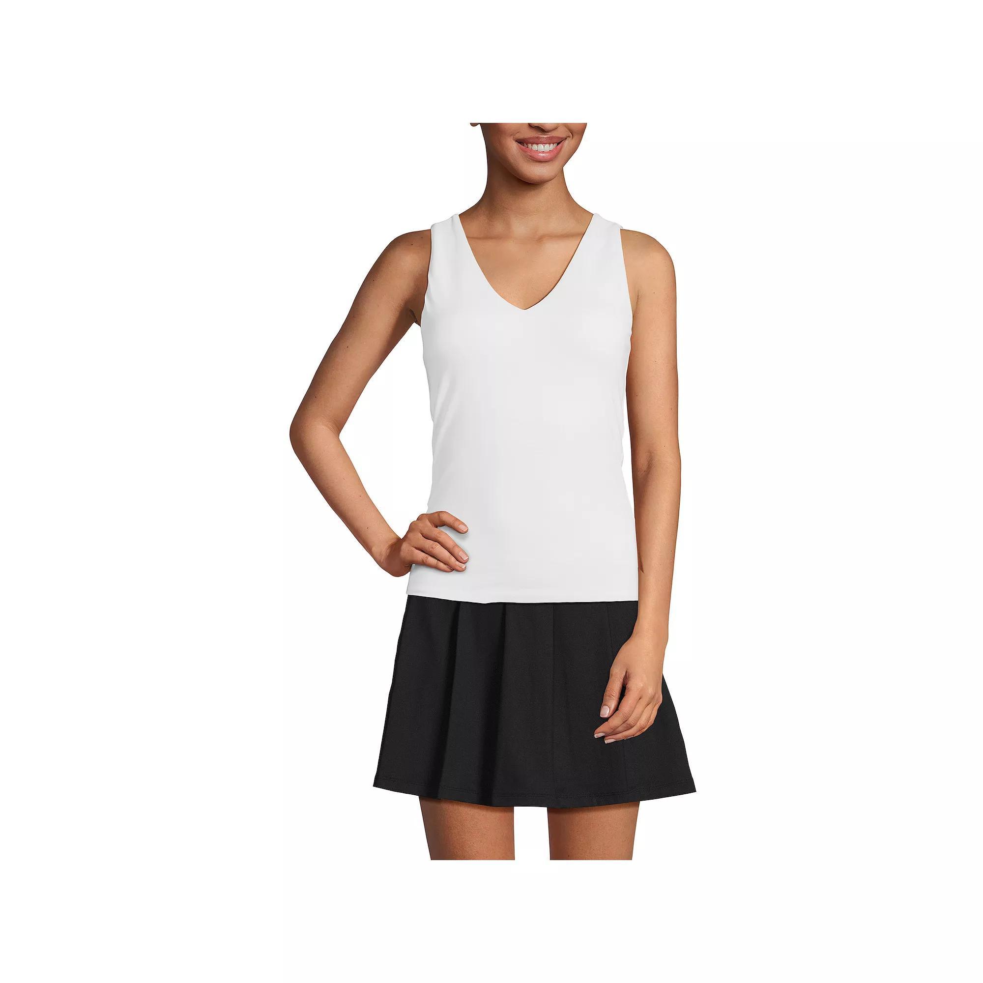 Women's Lands' End Fitted V-Neck Tank Top, Size: XL, White Product Image